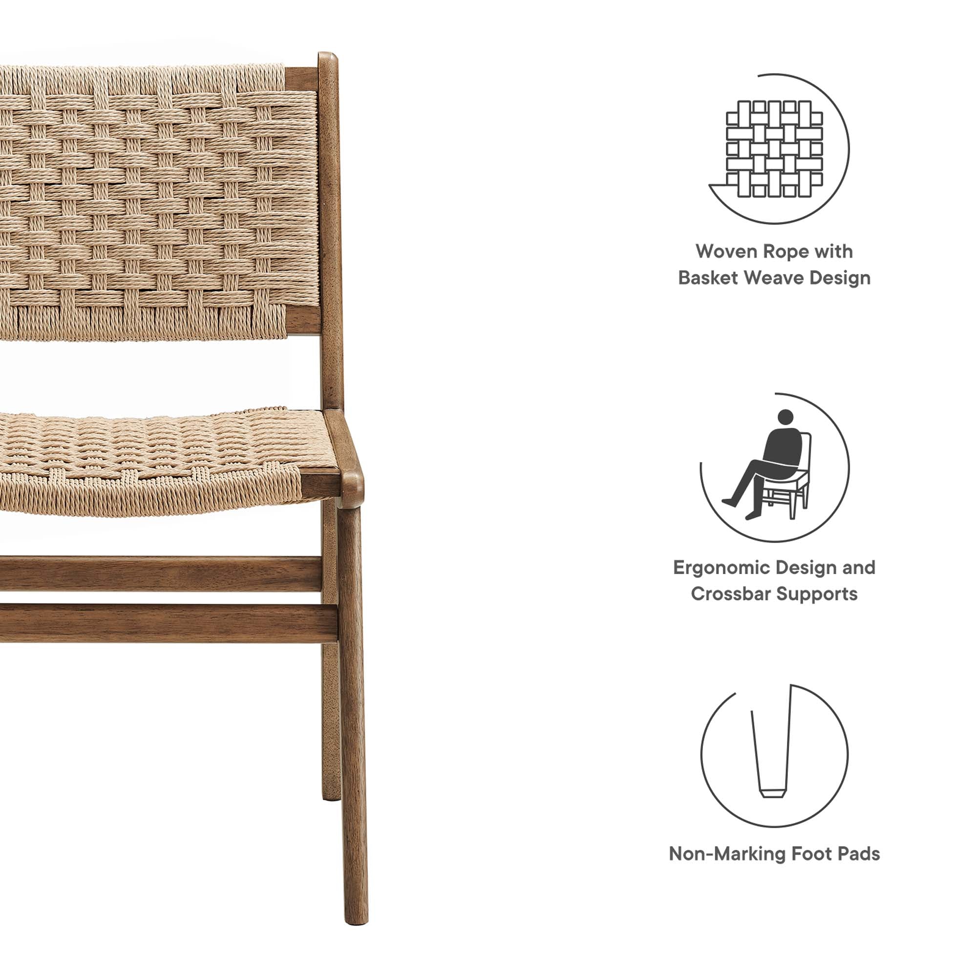 Modway Saoirse Woven Rope Wood Dining Side Chair Set of 2