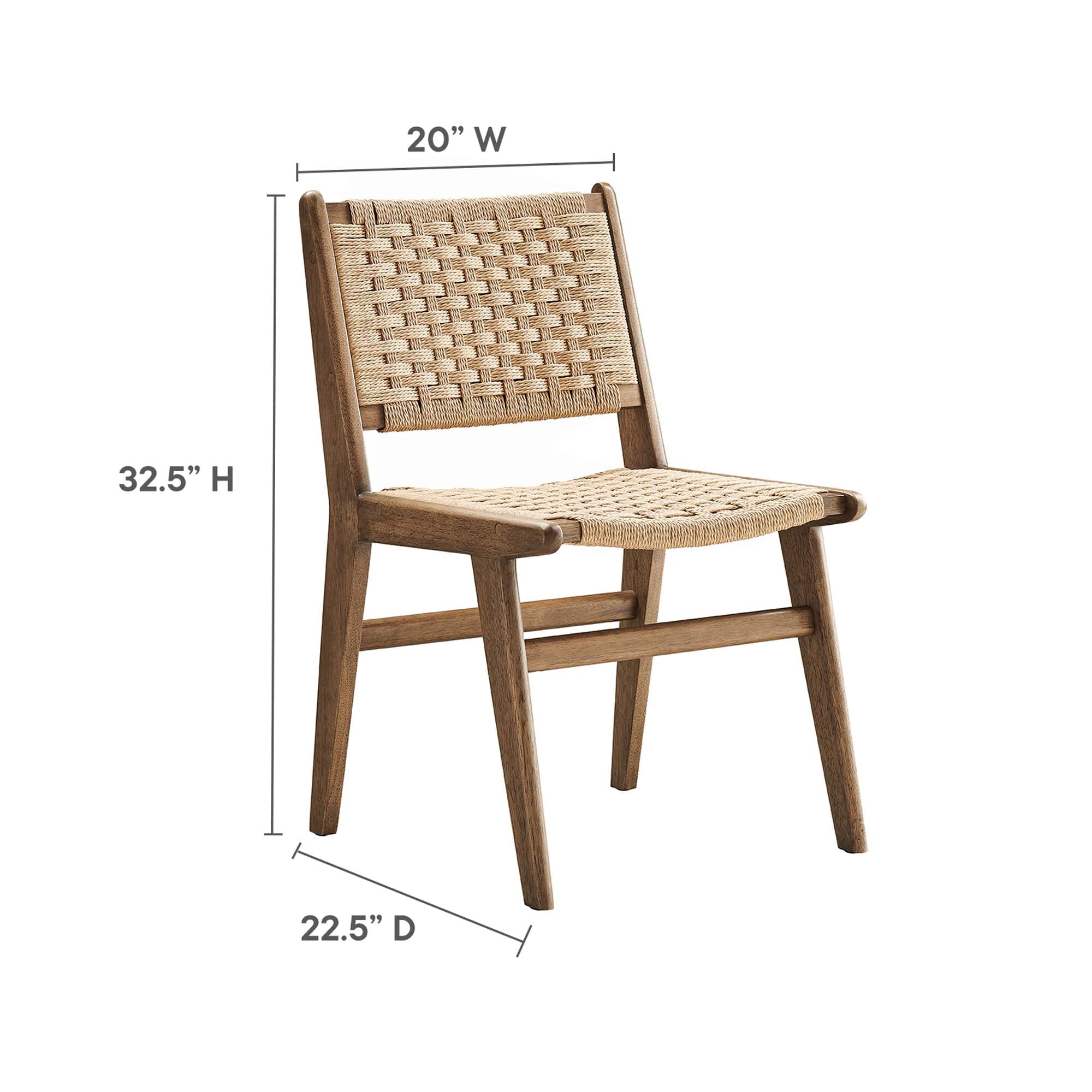 Modway Saoirse Woven Rope Wood Dining Side Chair Set of 2