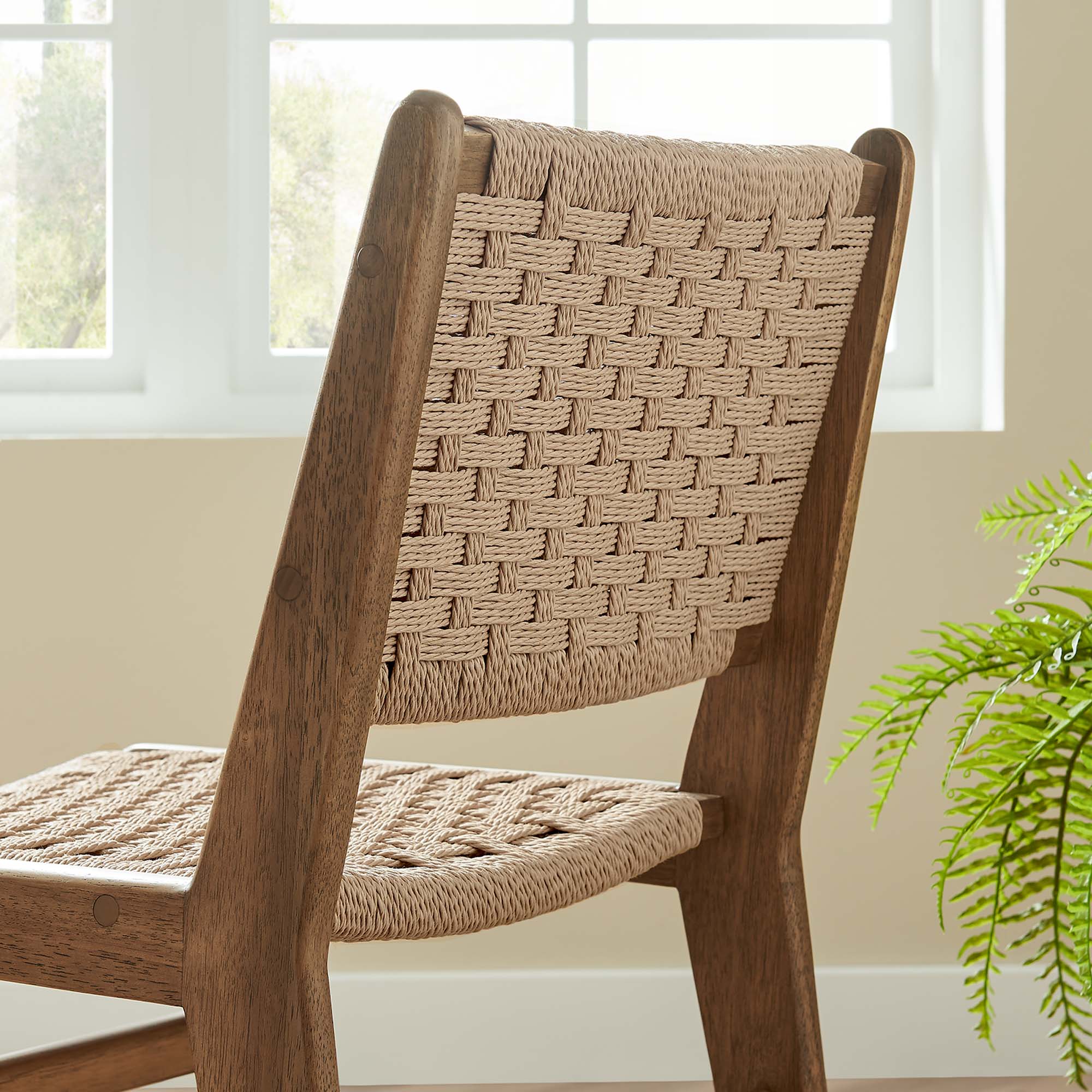 Modway Saoirse Woven Rope Wood Dining Side Chair Set of 2