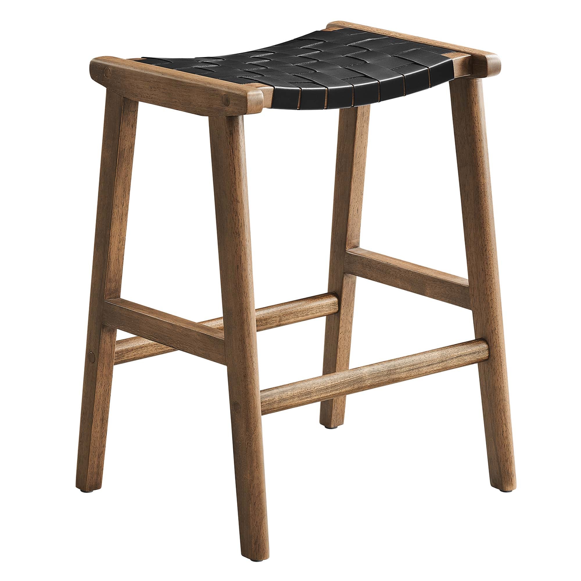 Modway Saoirse Faux Leather Wood Counter Stool Set of 2