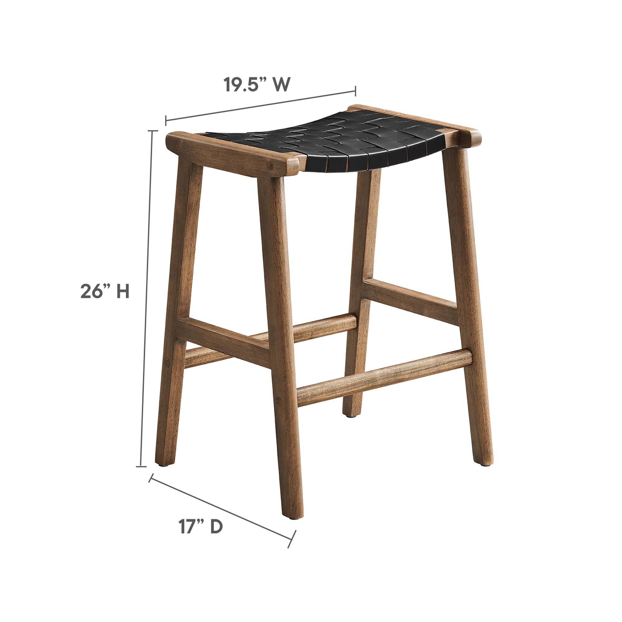 Modway Saoirse Faux Leather Wood Counter Stool Set of 2