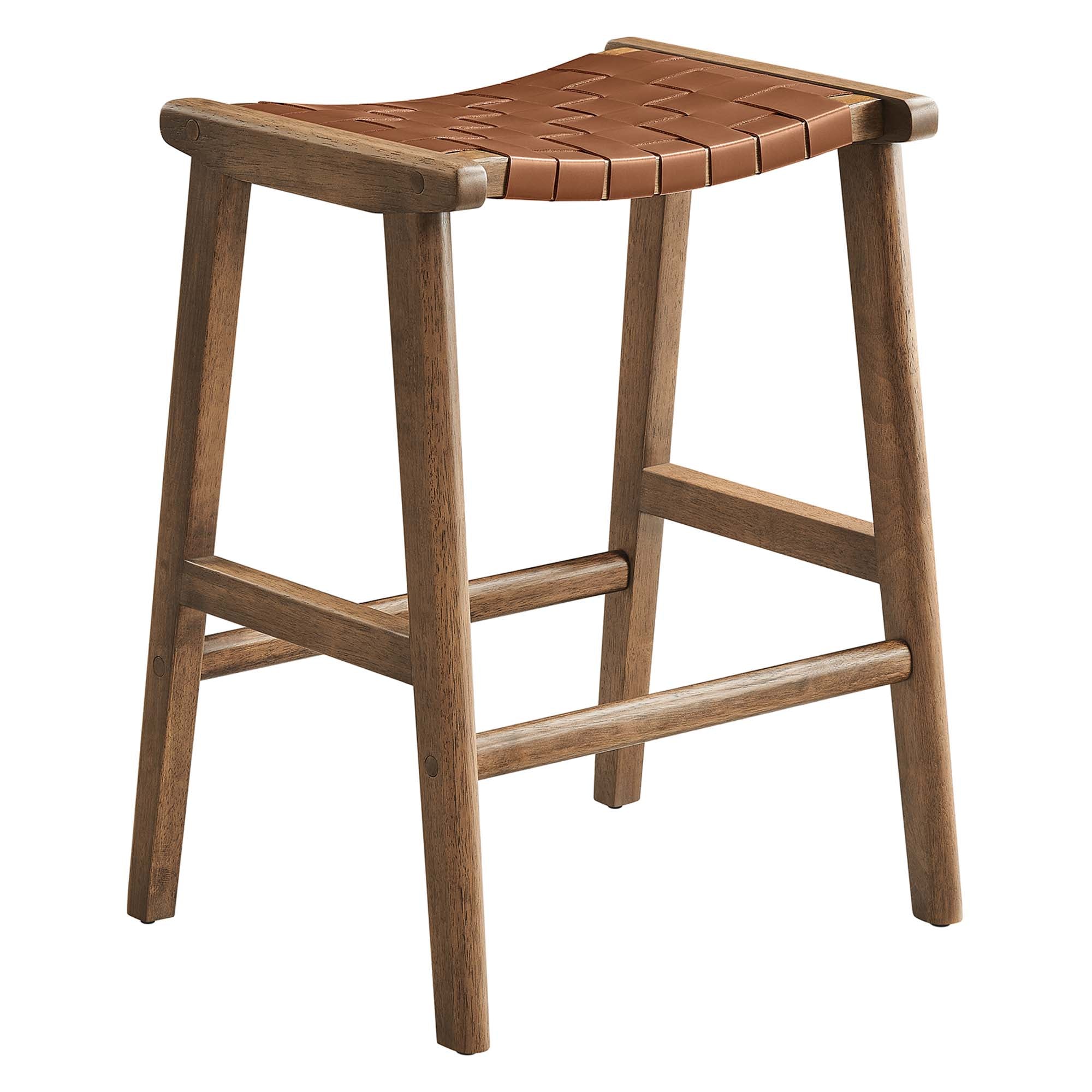 Modway Saoirse Faux Leather Wood Counter Stool Set of 2