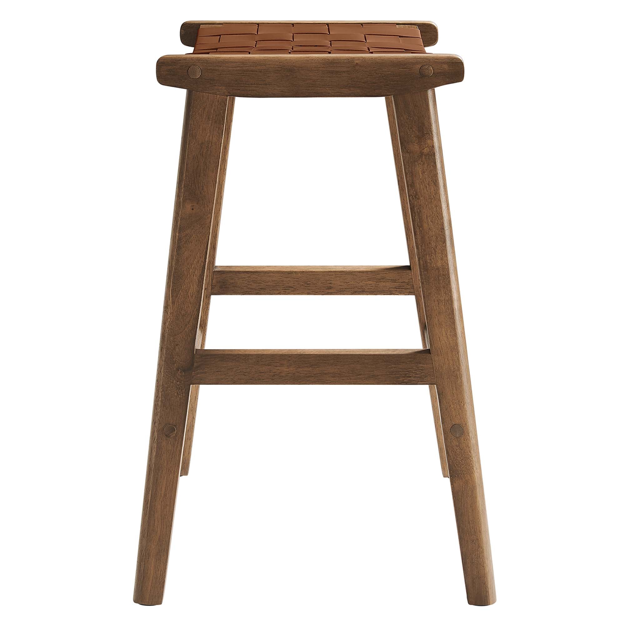 Modway Saoirse Faux Leather Wood Counter Stool Set of 2