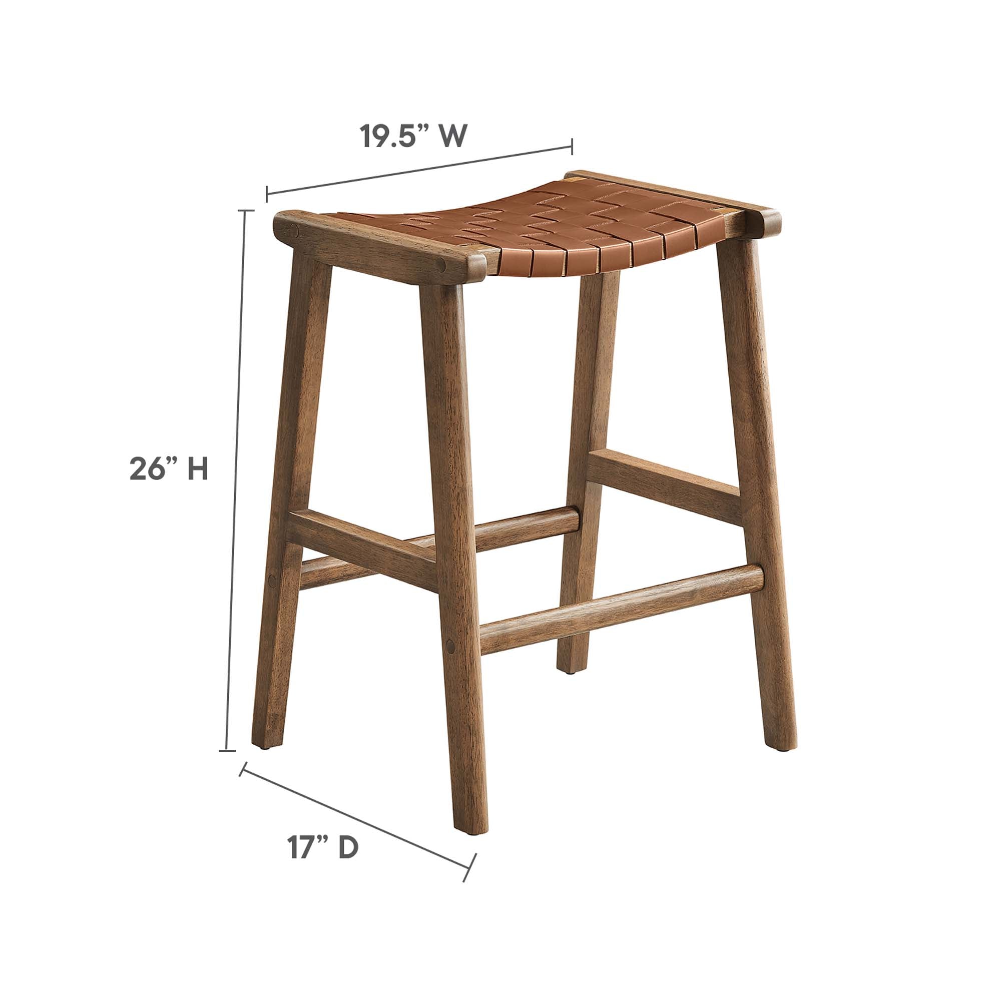 Modway Saoirse Faux Leather Wood Counter Stool Set of 2