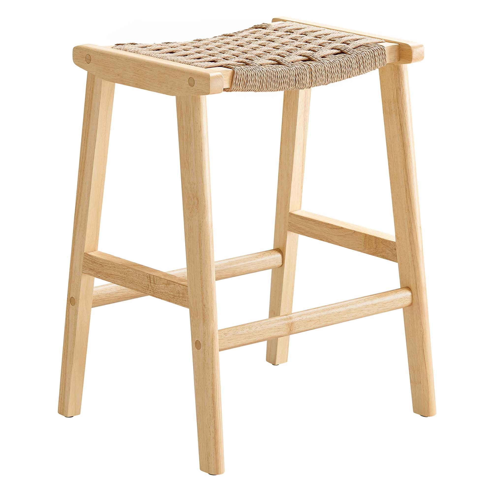 Modway Saoirse Woven Rope Wood Counter Stool Set of 2