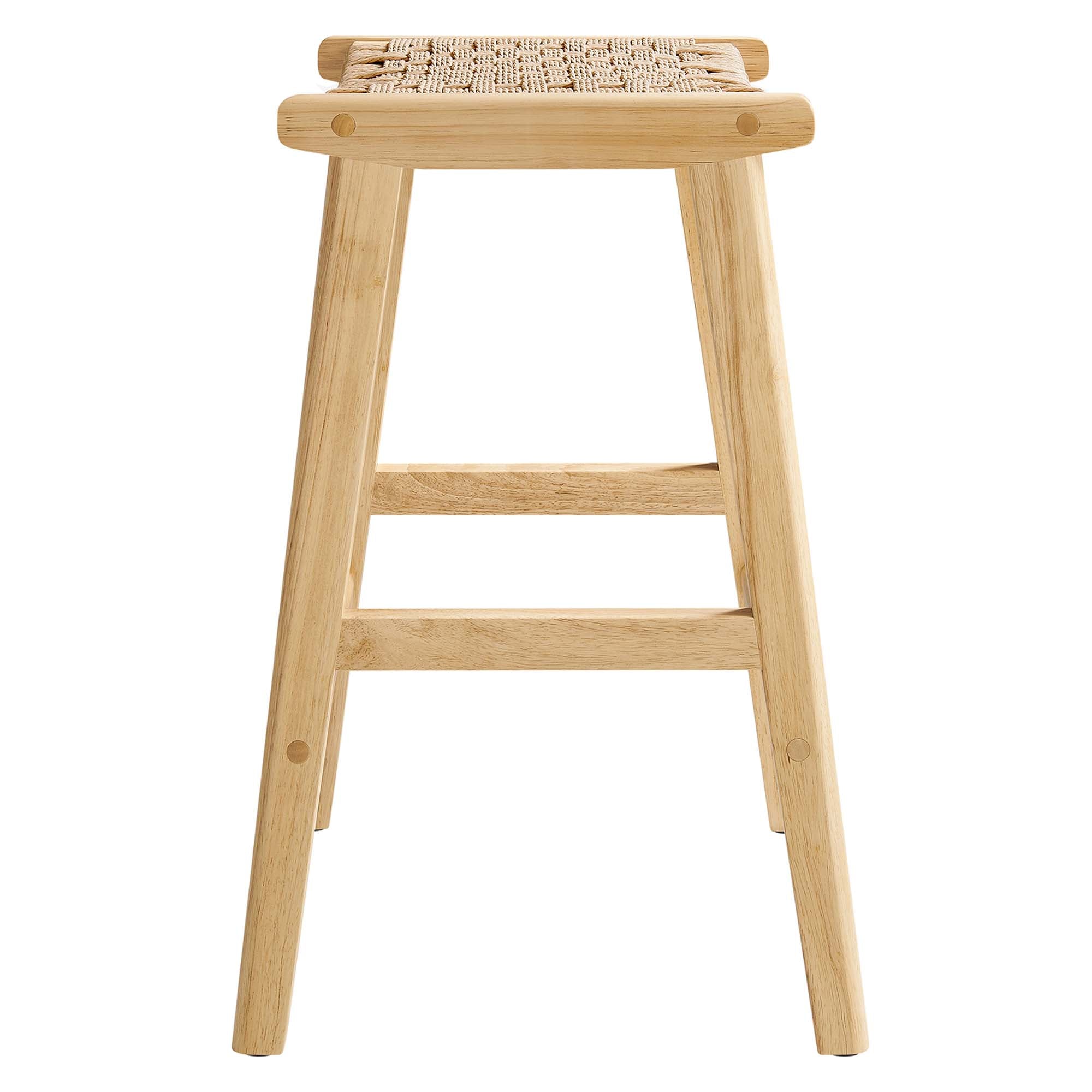 Modway Saoirse Woven Rope Wood Counter Stool Set of 2