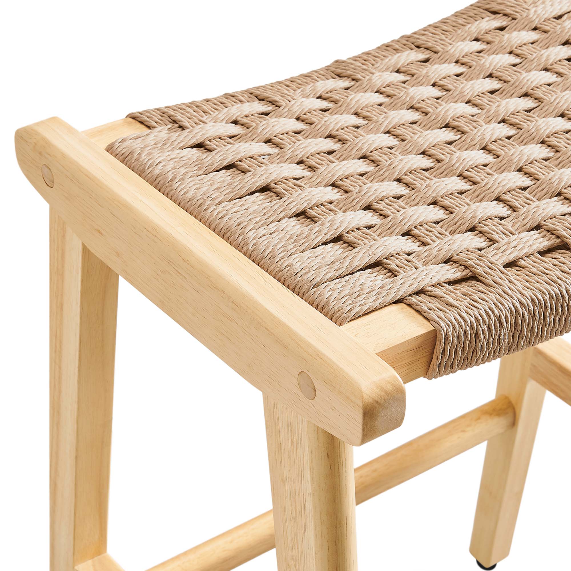 Modway Saoirse Woven Rope Wood Counter Stool Set of 2