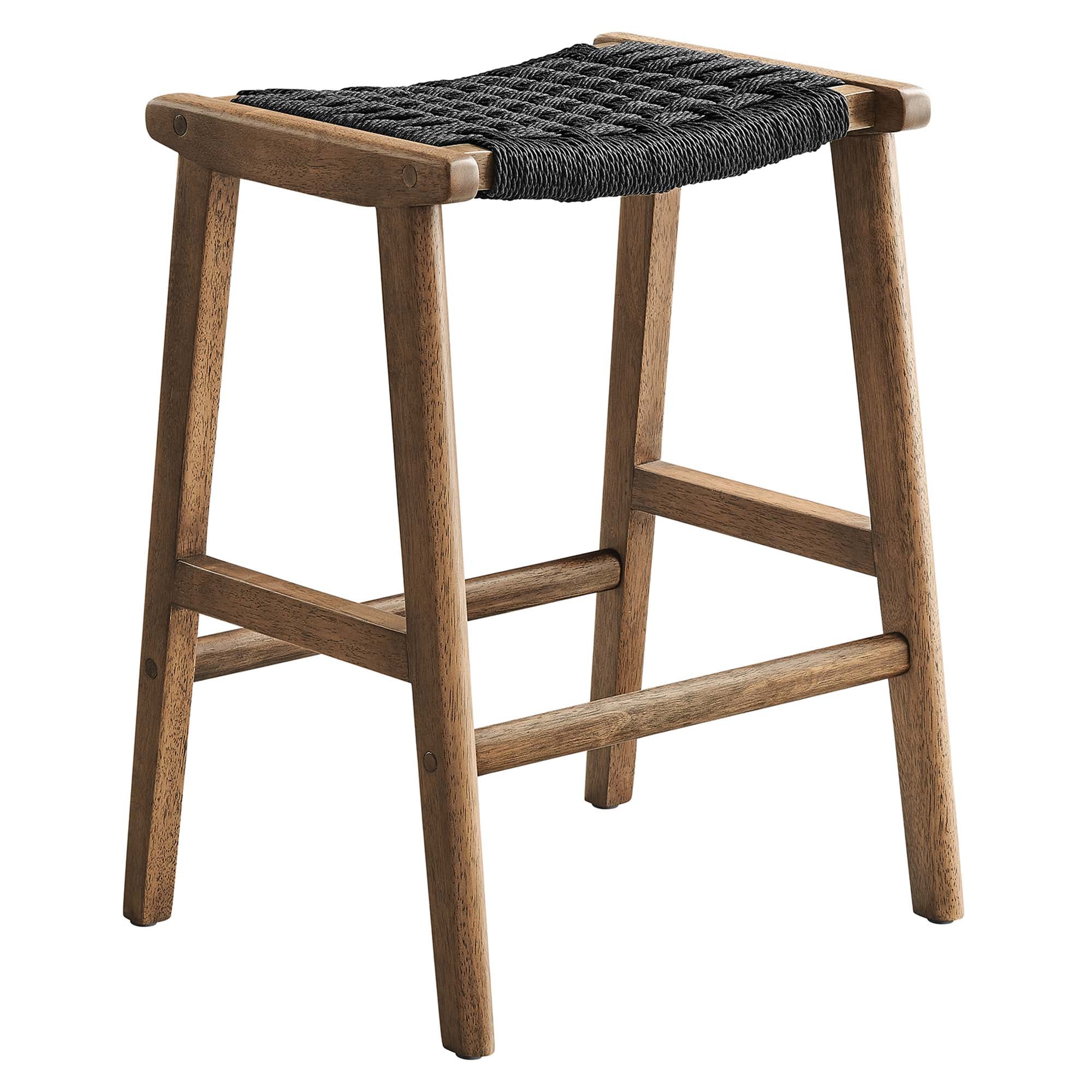 Modway Saoirse Woven Rope Wood Counter Stool Set of 2