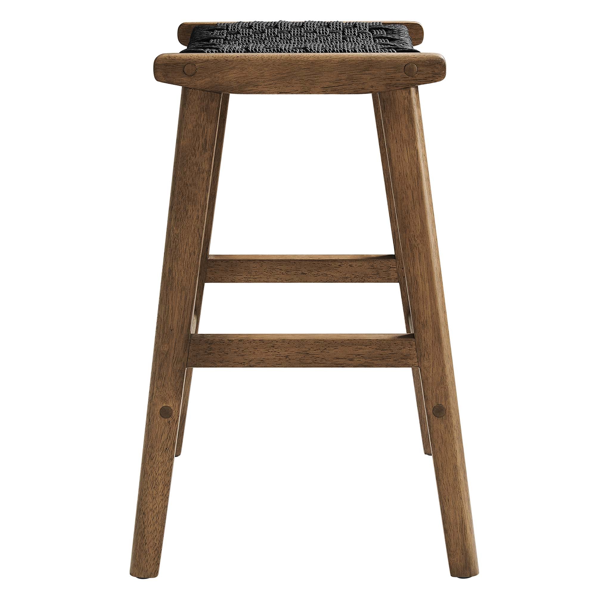 Modway Saoirse Woven Rope Wood Counter Stool Set of 2