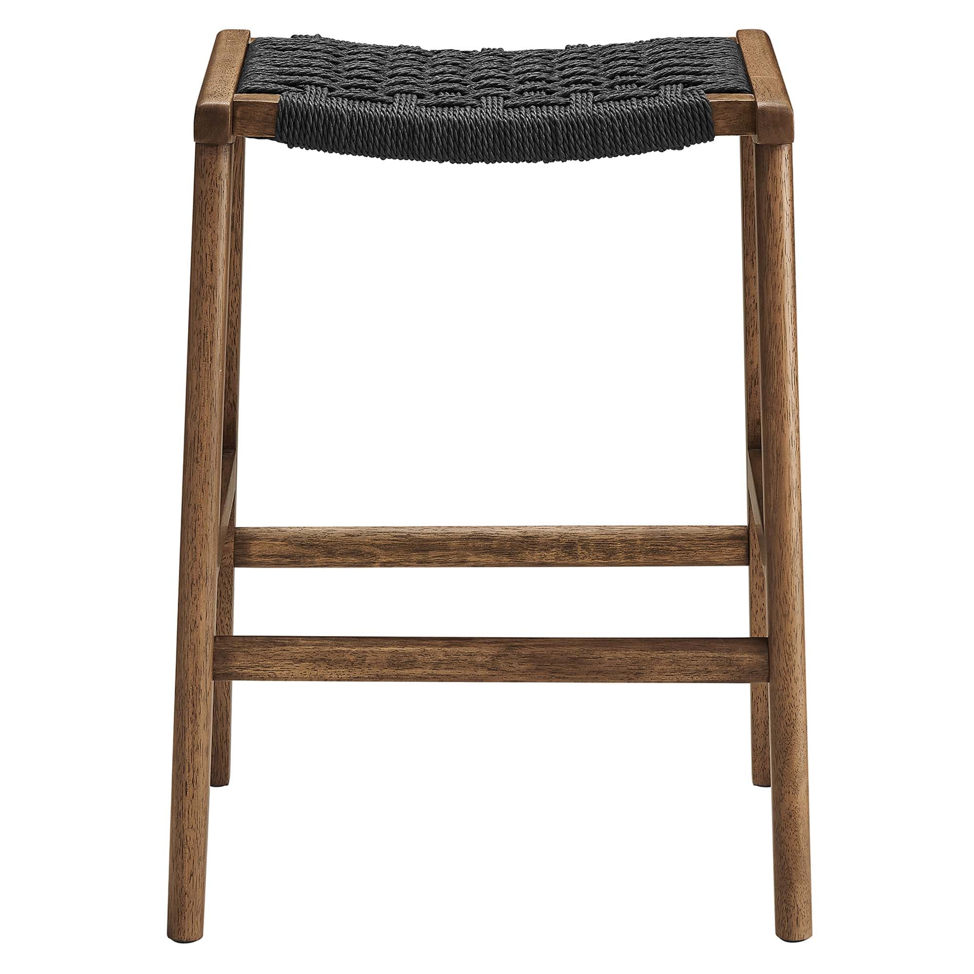 Modway Saoirse Woven Rope Wood Counter Stool Set of 2
