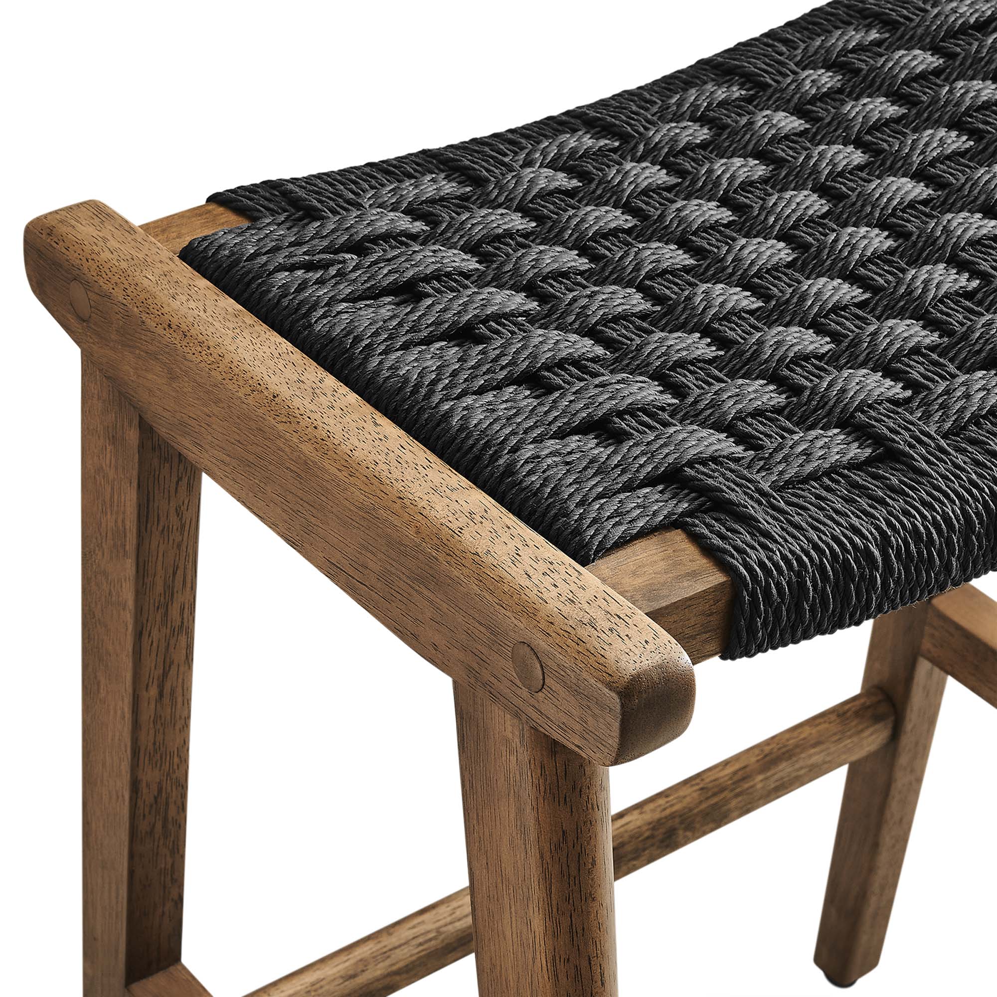 Modway Saoirse Woven Rope Wood Counter Stool Set of 2