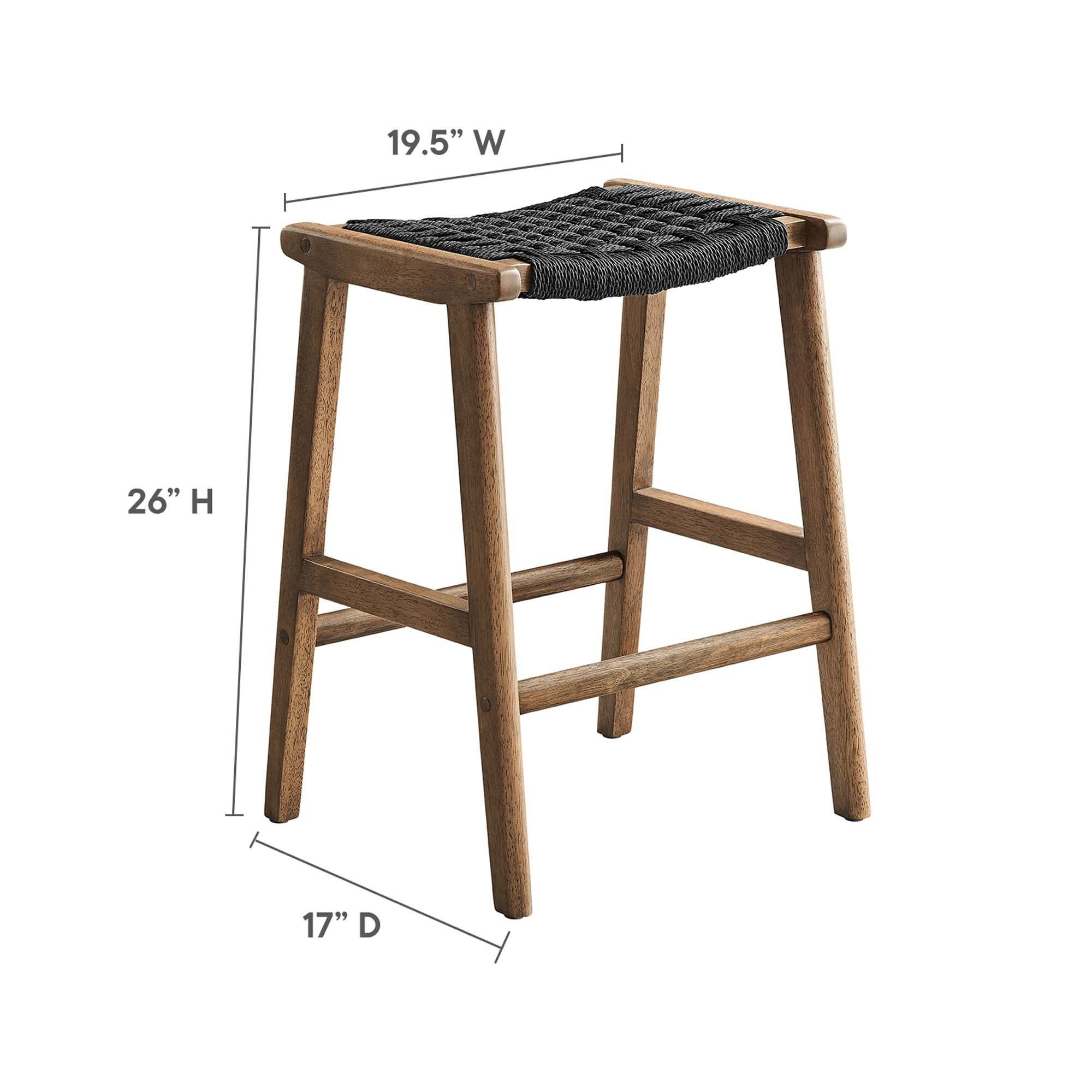 Modway Saoirse Woven Rope Wood Counter Stool Set of 2