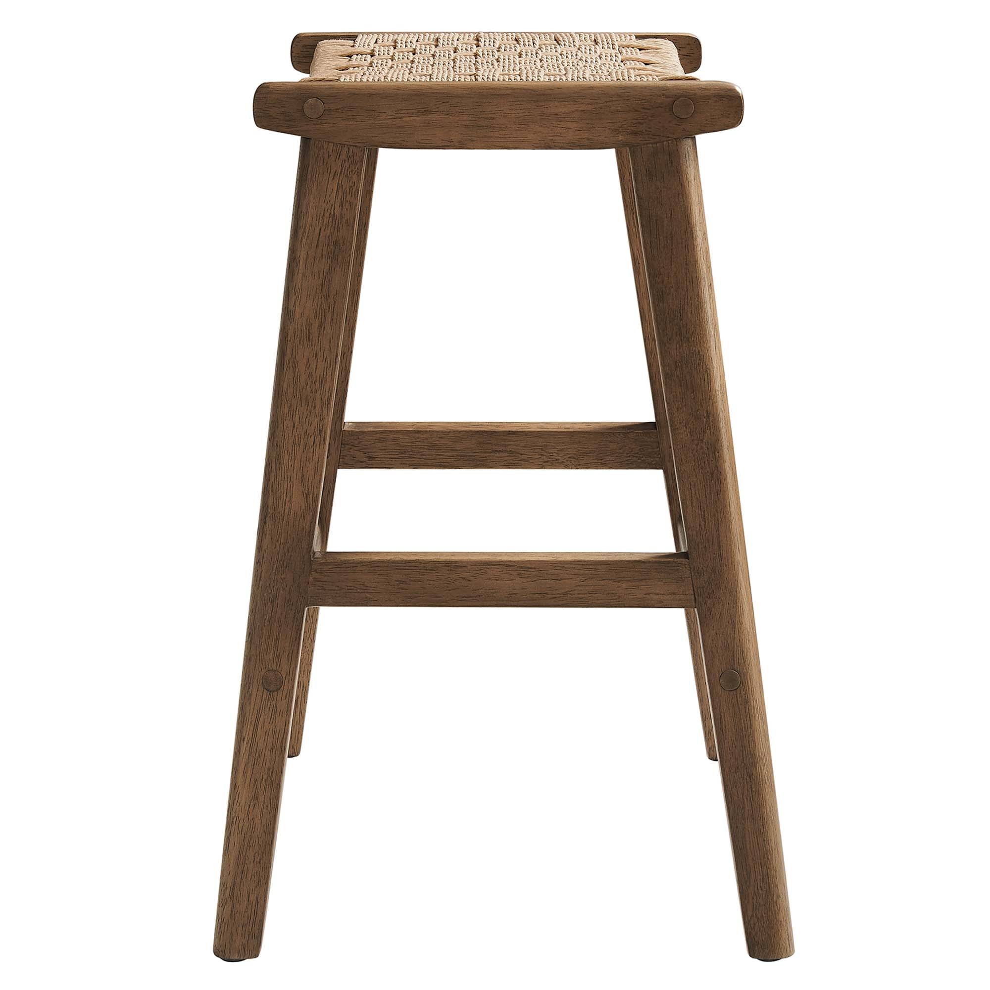 Modway Saoirse Woven Rope Wood Counter Stool Set of 2