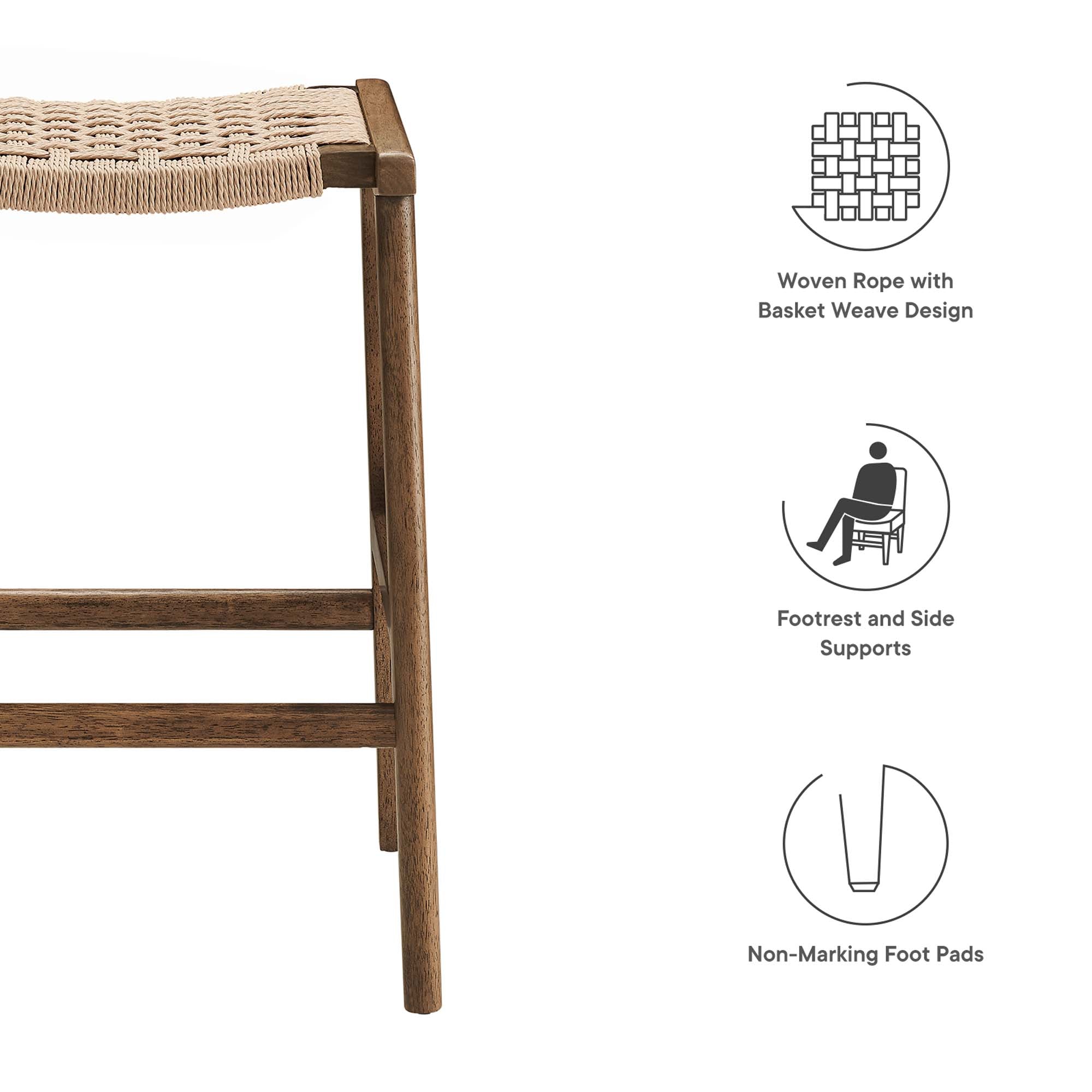 Modway Saoirse Woven Rope Wood Counter Stool Set of 2