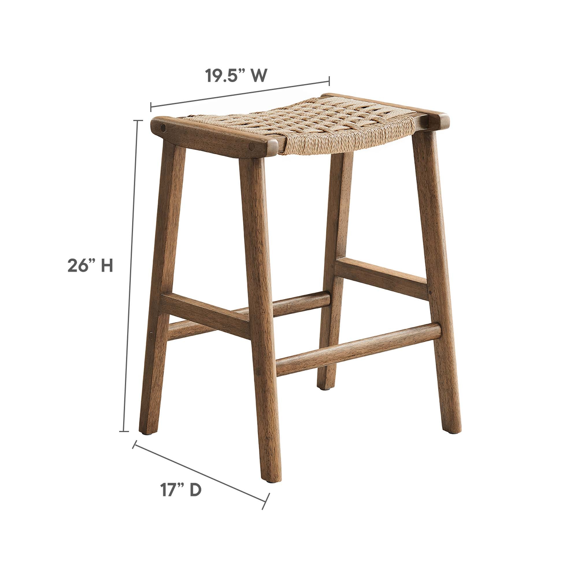 Modway Saoirse Woven Rope Wood Counter Stool Set of 2