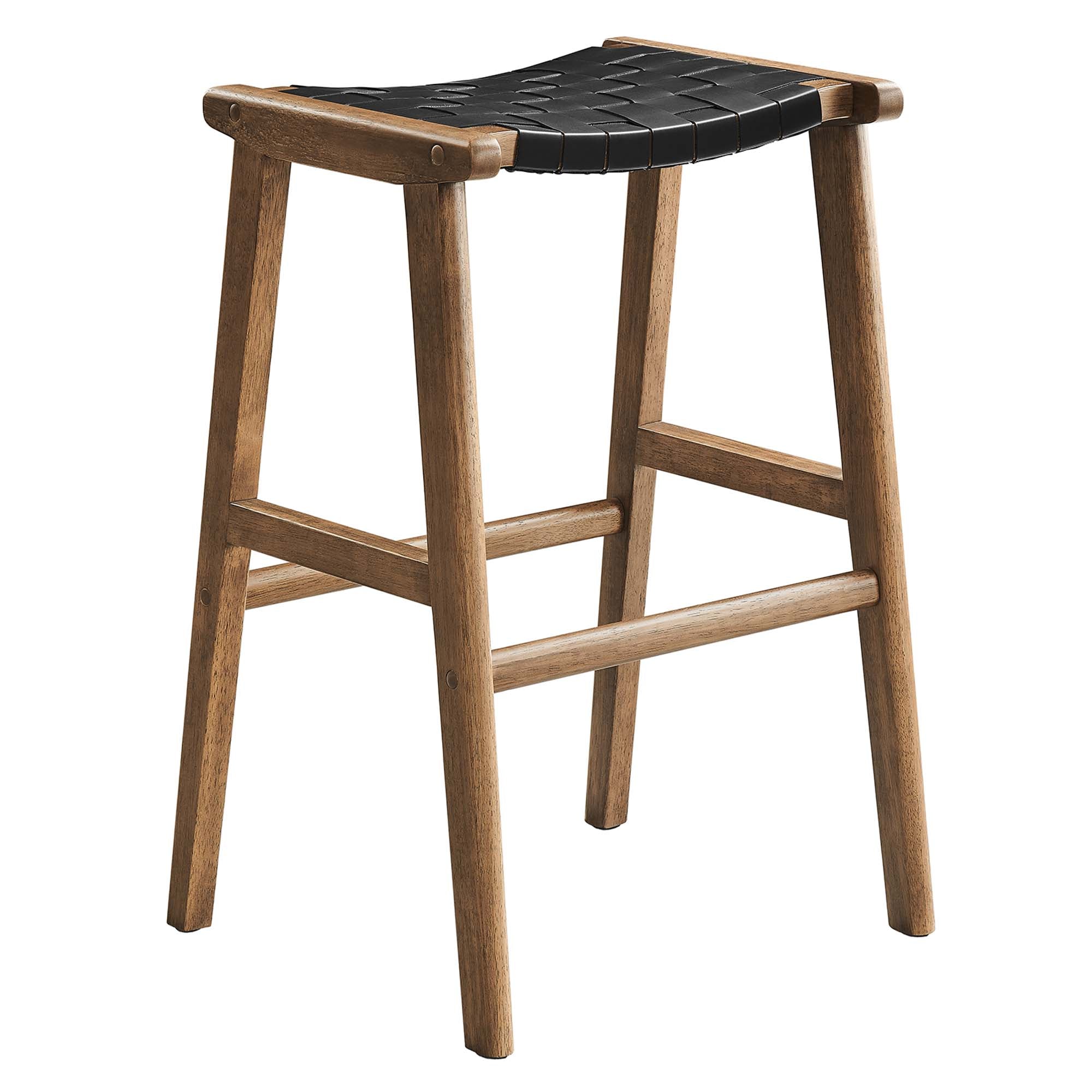 Modway EEI-6549 Saoirse Leather Wood Bar Stool Set of 2
