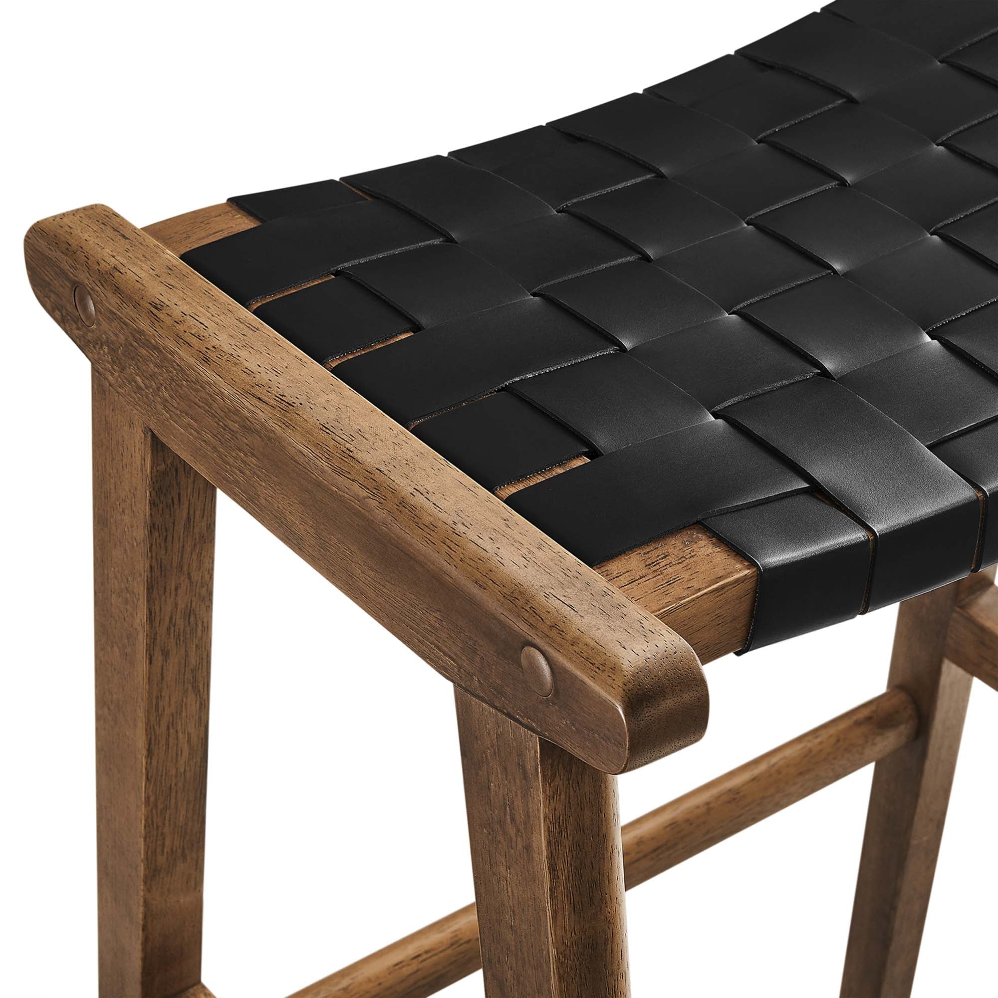 Modway EEI-6549 Saoirse Leather Wood Bar Stool Set of 2