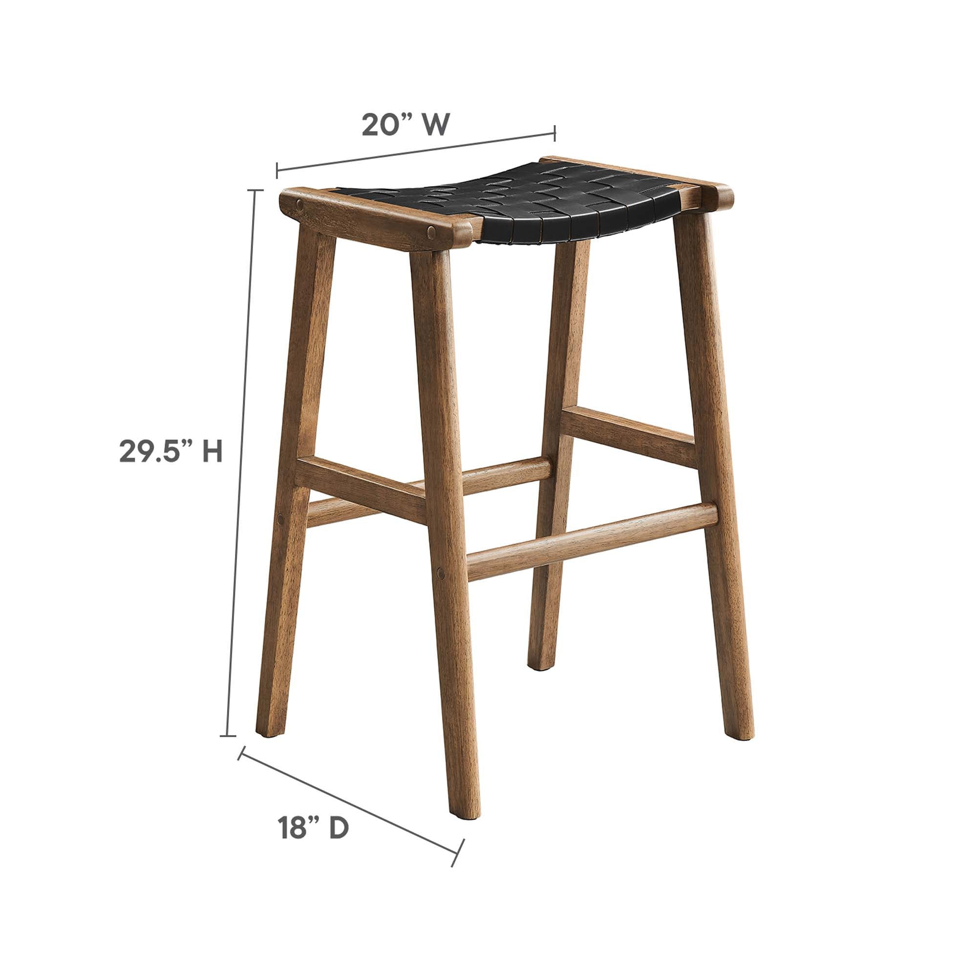 Modway EEI-6549 Saoirse Leather Wood Bar Stool Set of 2