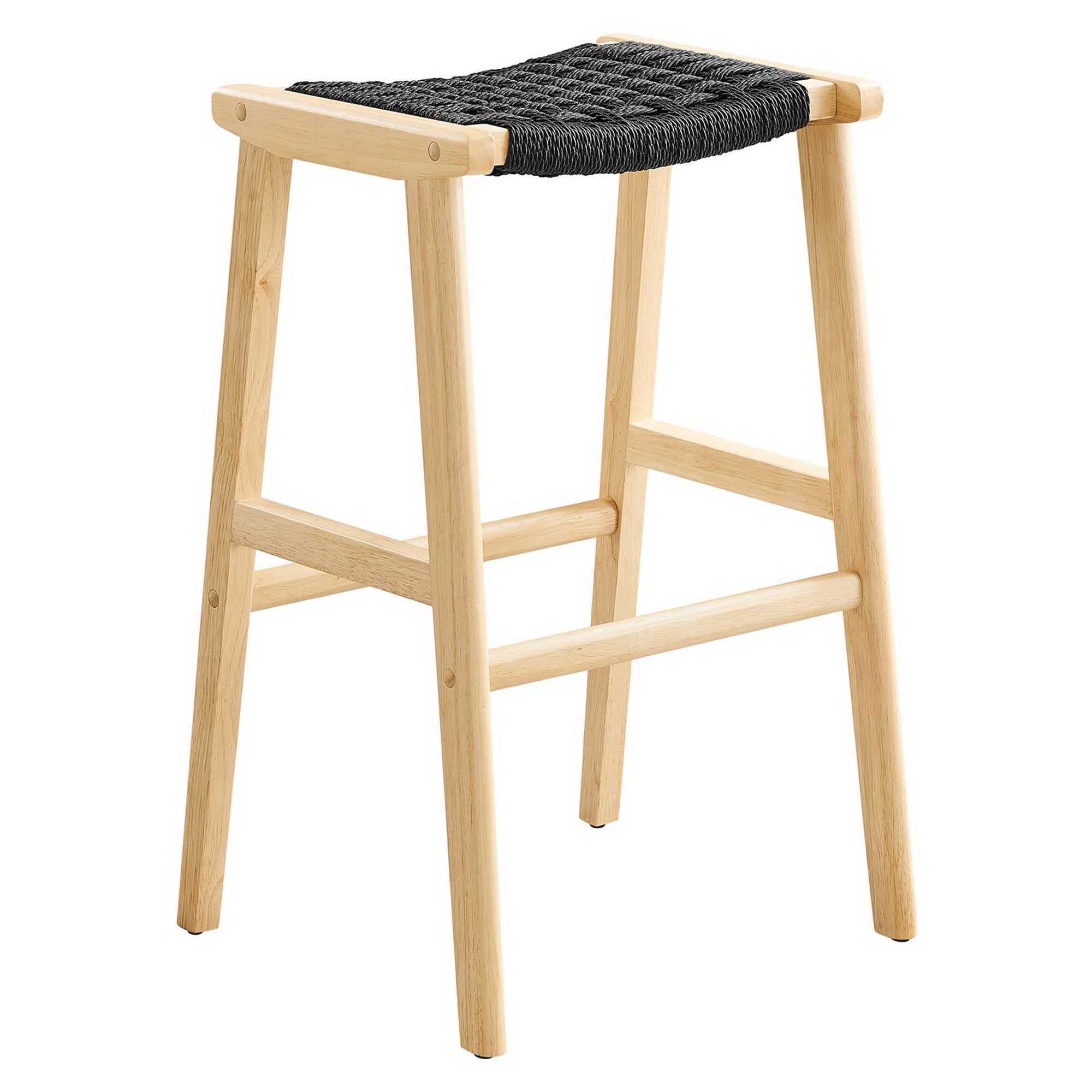 Modway Saoirse Woven Rope Wood Bar Stool Set of 2