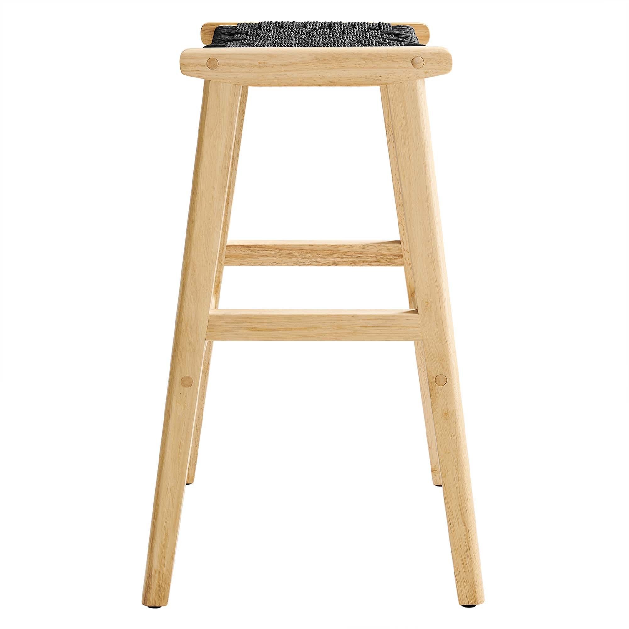 Modway Saoirse Woven Rope Wood Bar Stool Set of 2