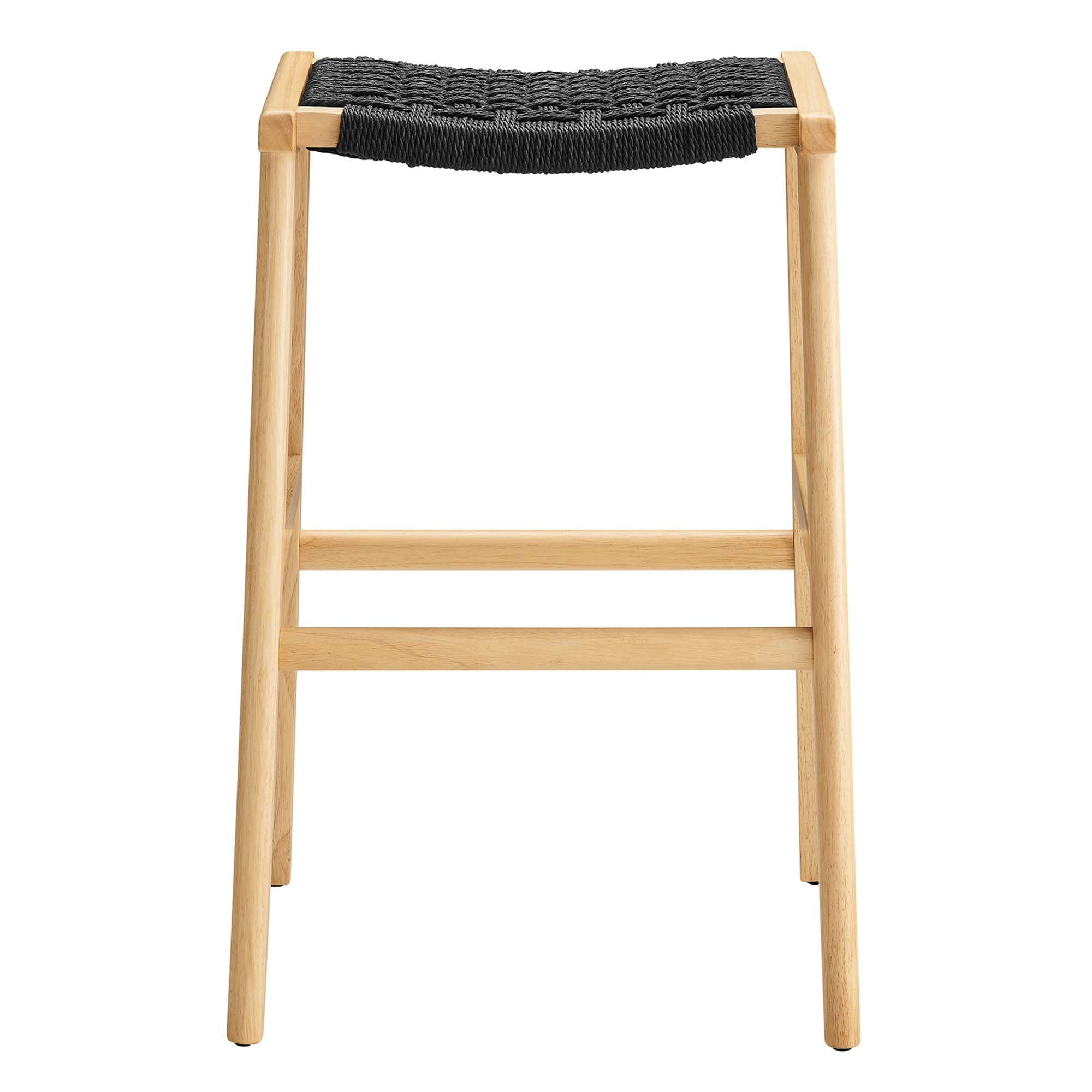 Modway Saoirse Woven Rope Wood Bar Stool Set of 2