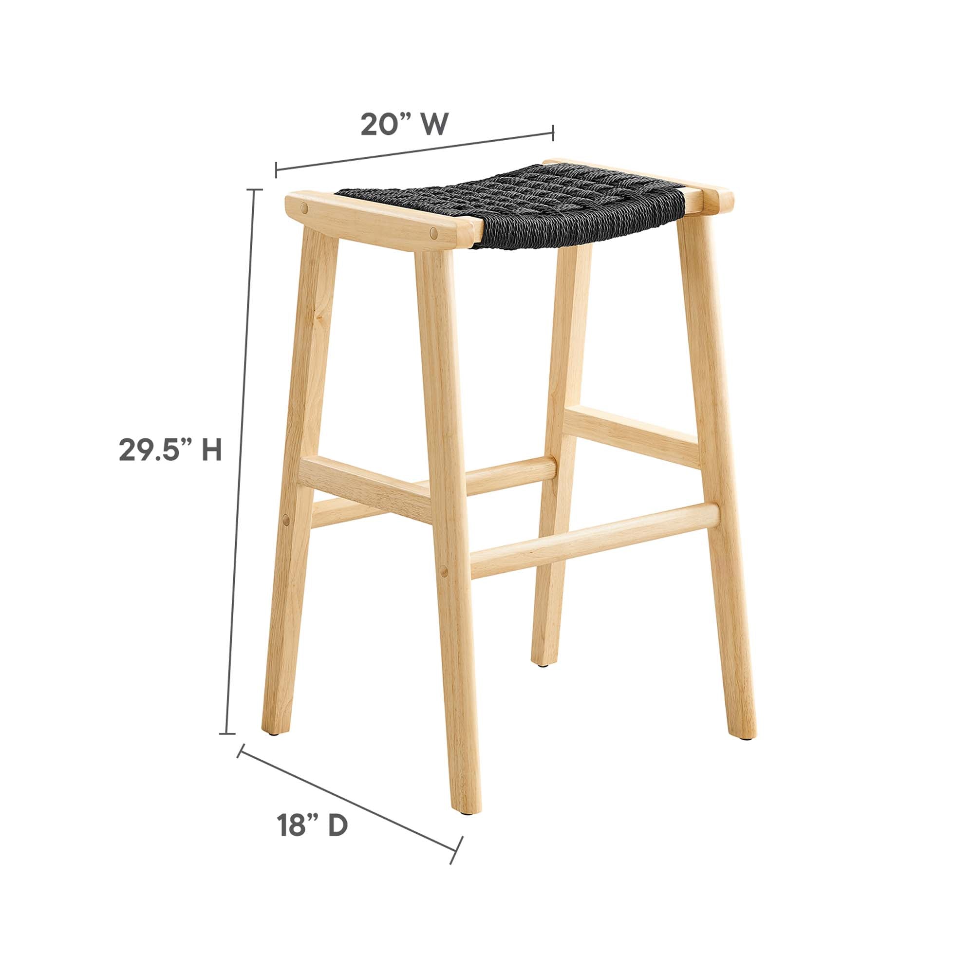 Modway Saoirse Woven Rope Wood Bar Stool Set of 2