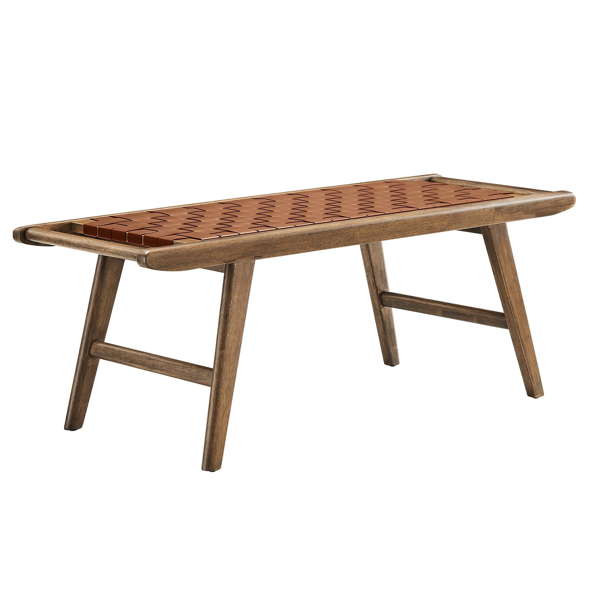 Modway Saoirse 47" Faux Leather Wood Bench