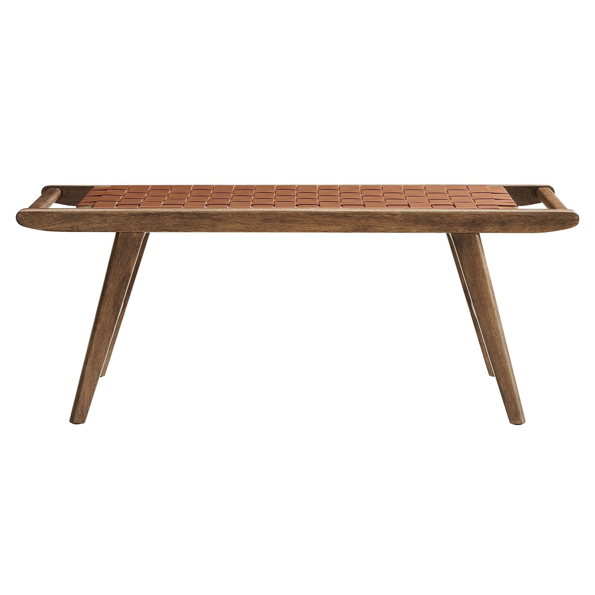 Modway Saoirse 47" Faux Leather Wood Bench