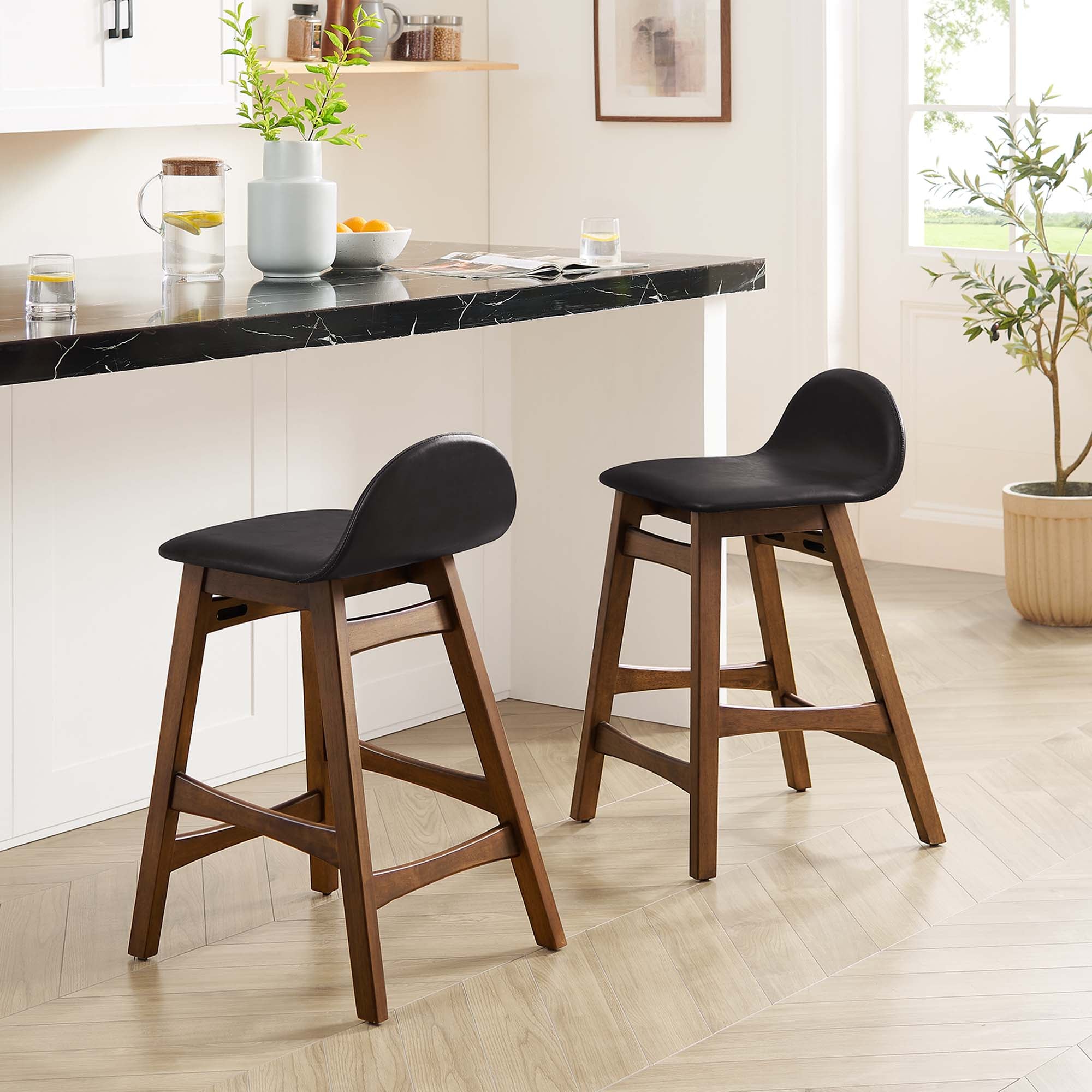 Modway Juno Wood Counter Stool Set of 2