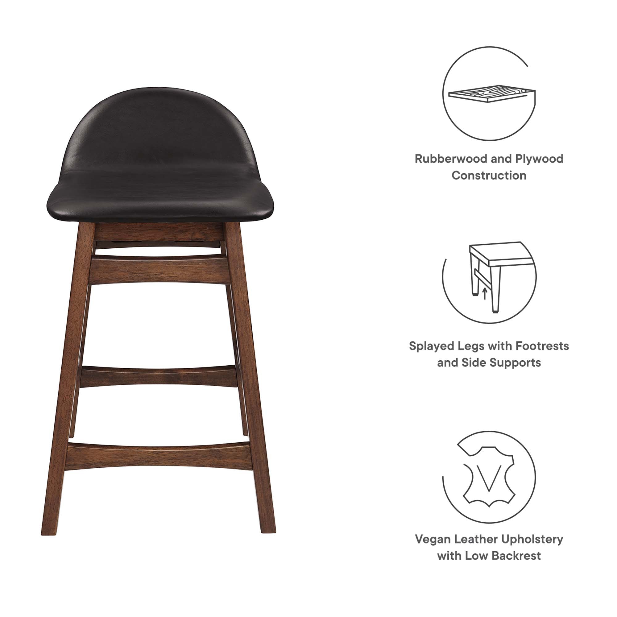Modway Juno Wood Counter Stool Set of 2