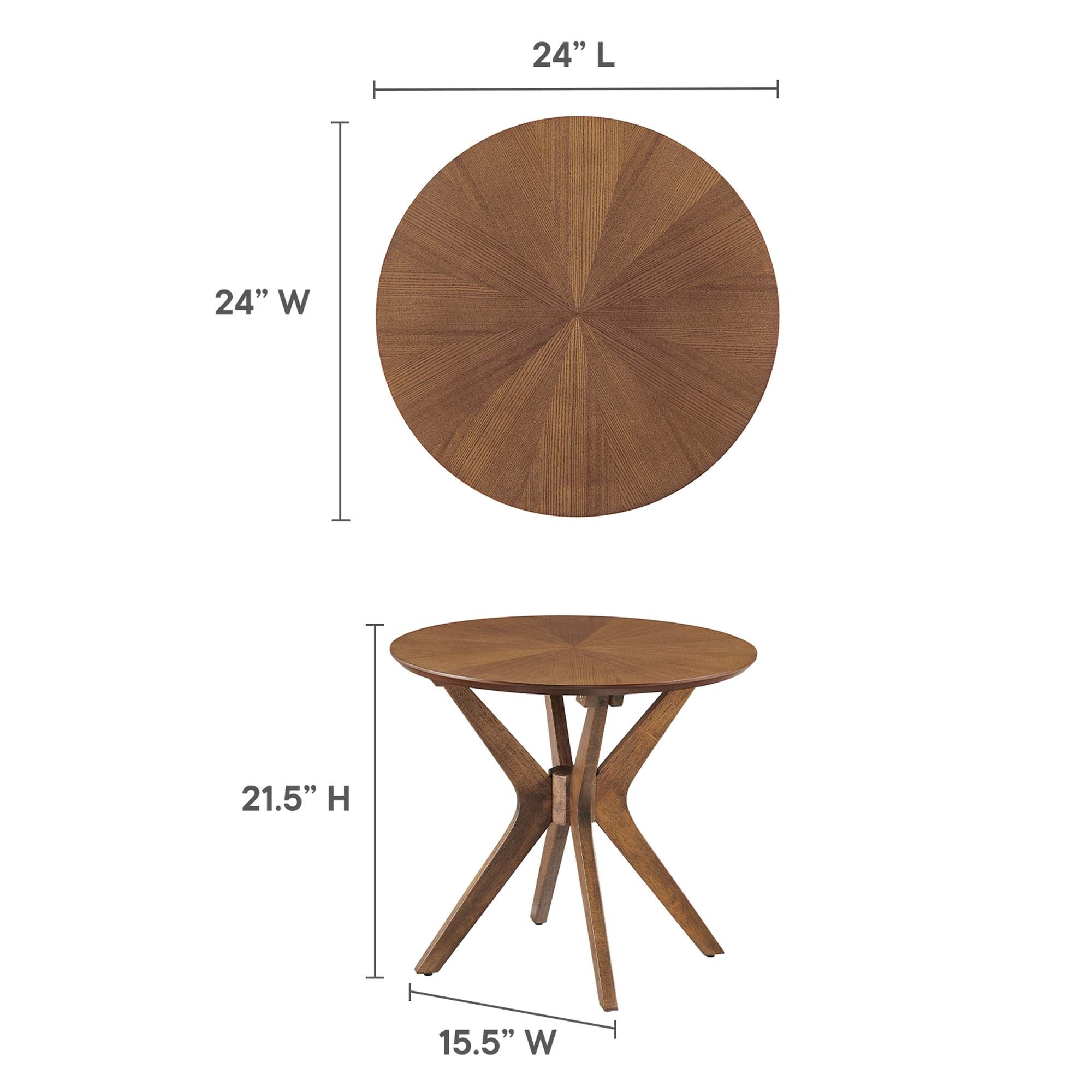 Modway Crossroads 24” Round Wood Side Table