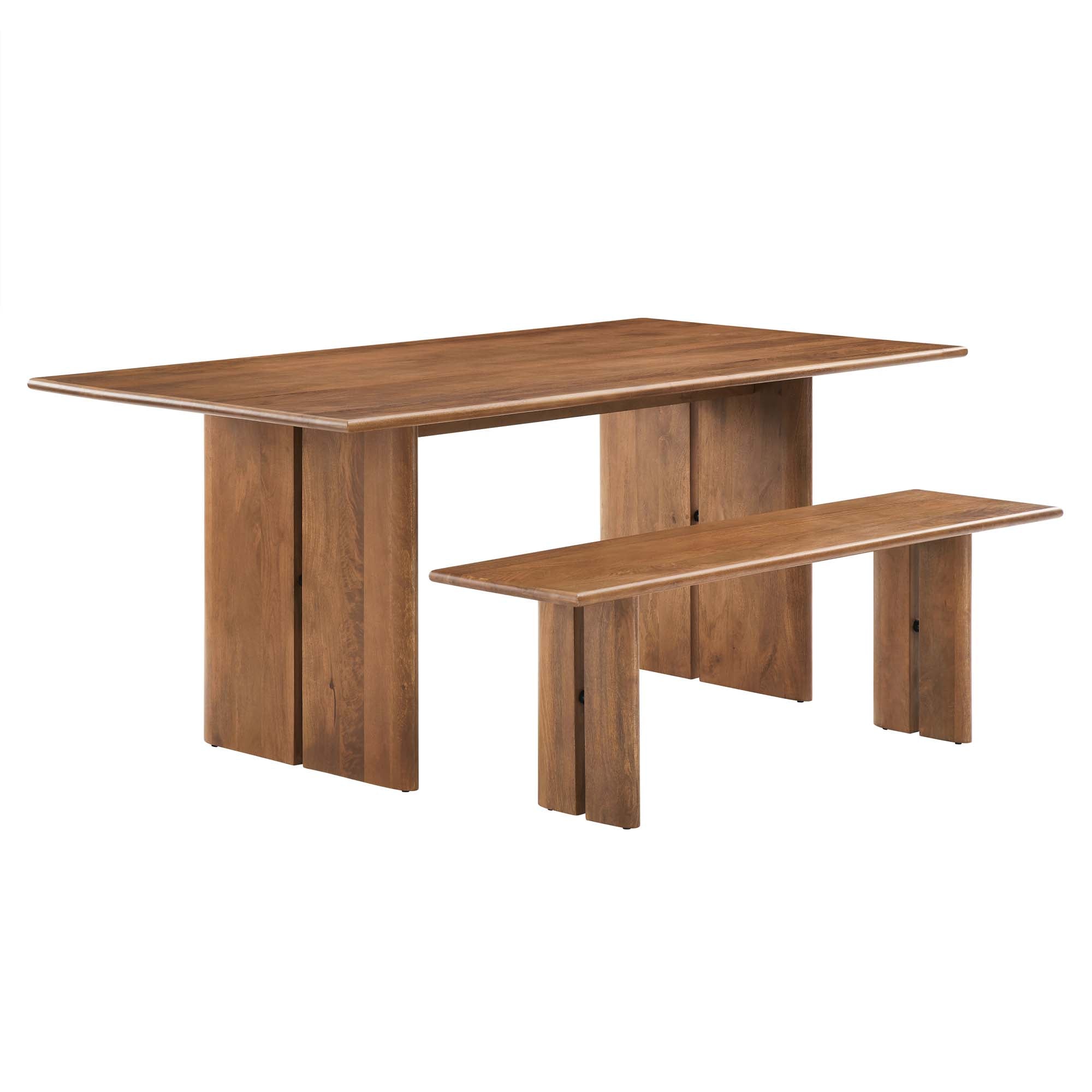Modway Amistad 72" Wood Dining Table and Bench Set