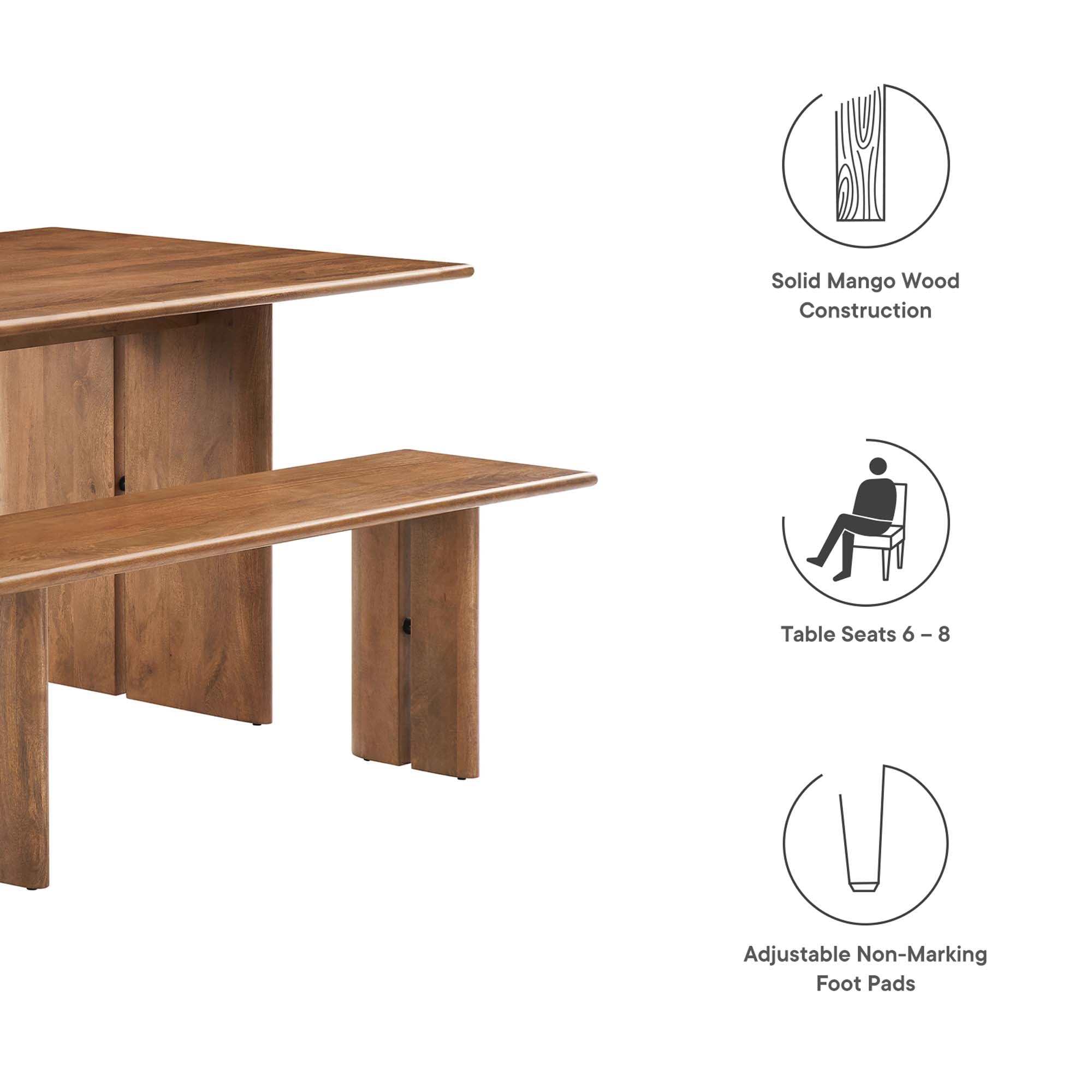 Modway Amistad 72" Wood Dining Table and Bench Set