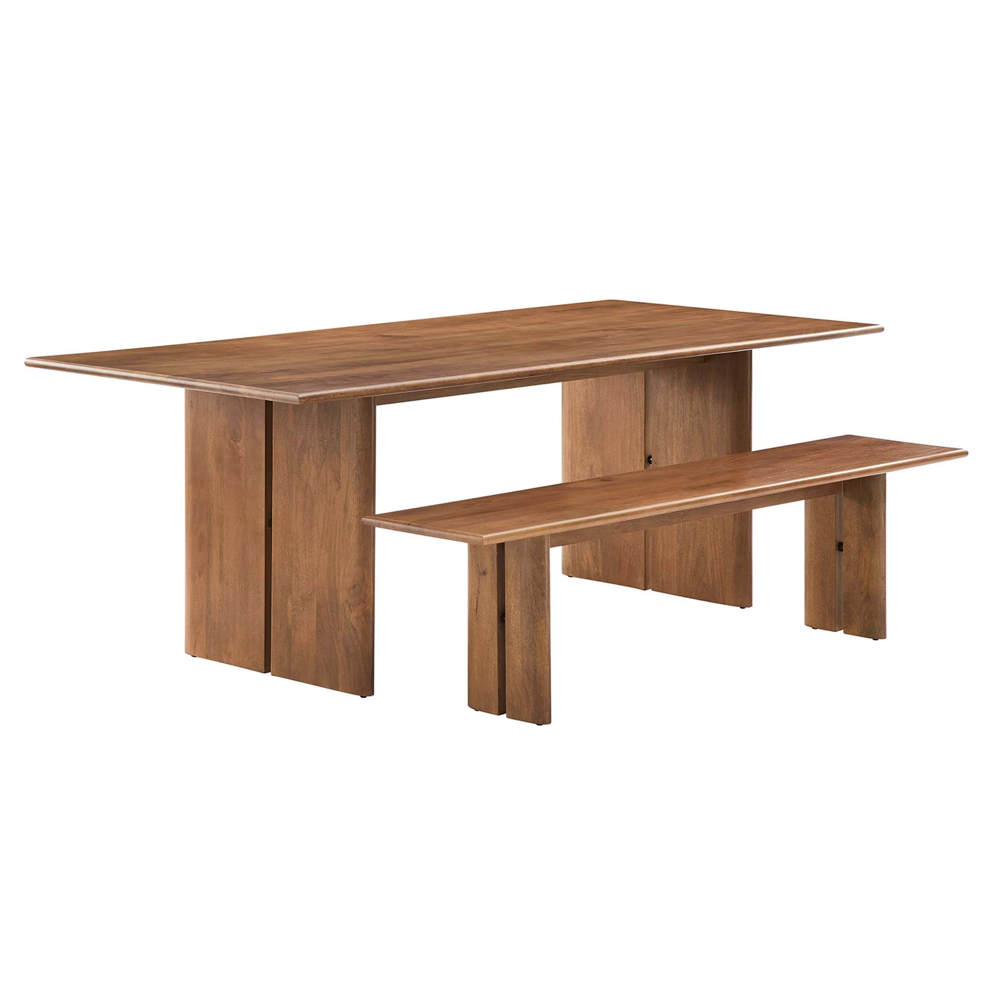 Modway Amistad 86" Wood Dining Table and Bench Set