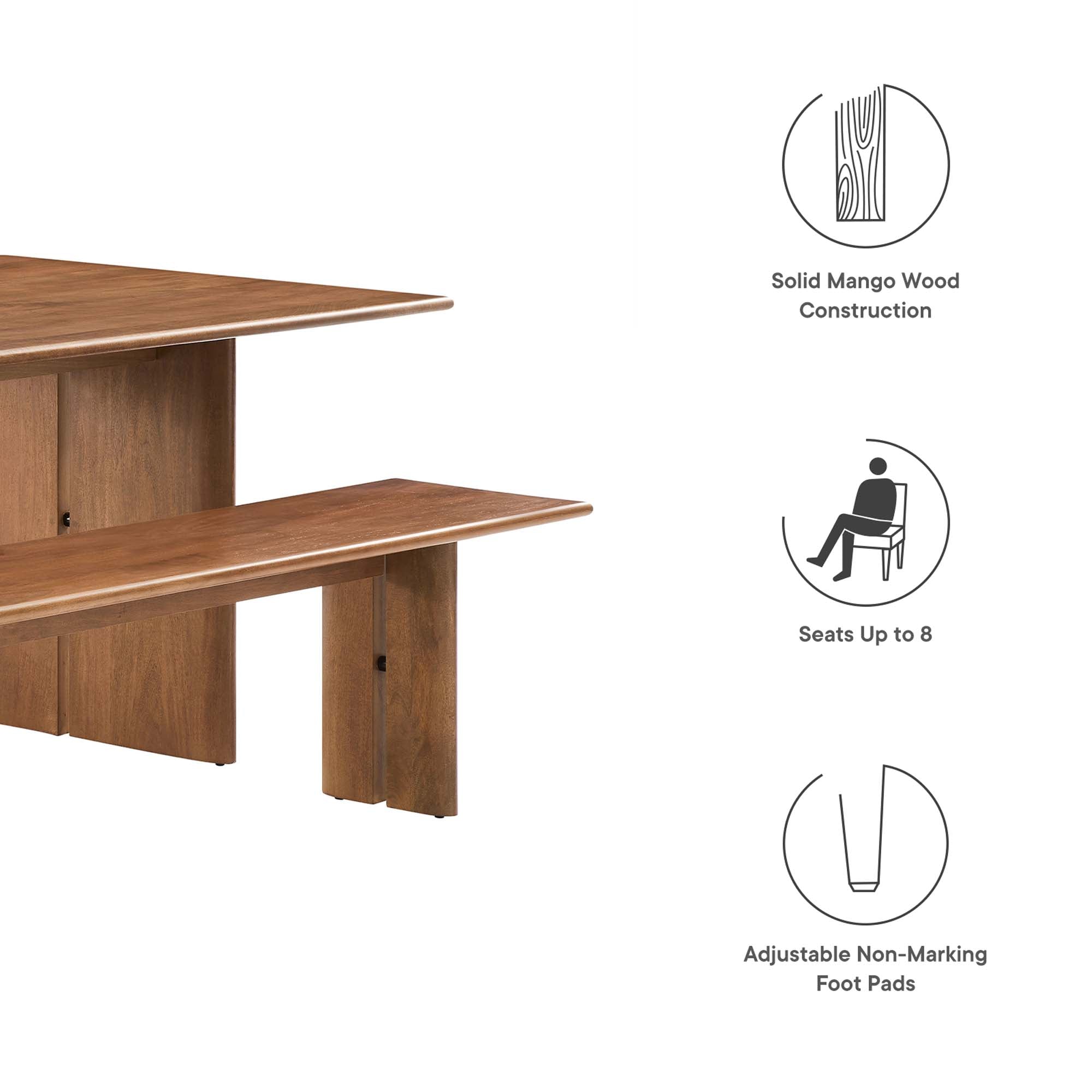 Modway Amistad 86" Wood Dining Table and Bench Set