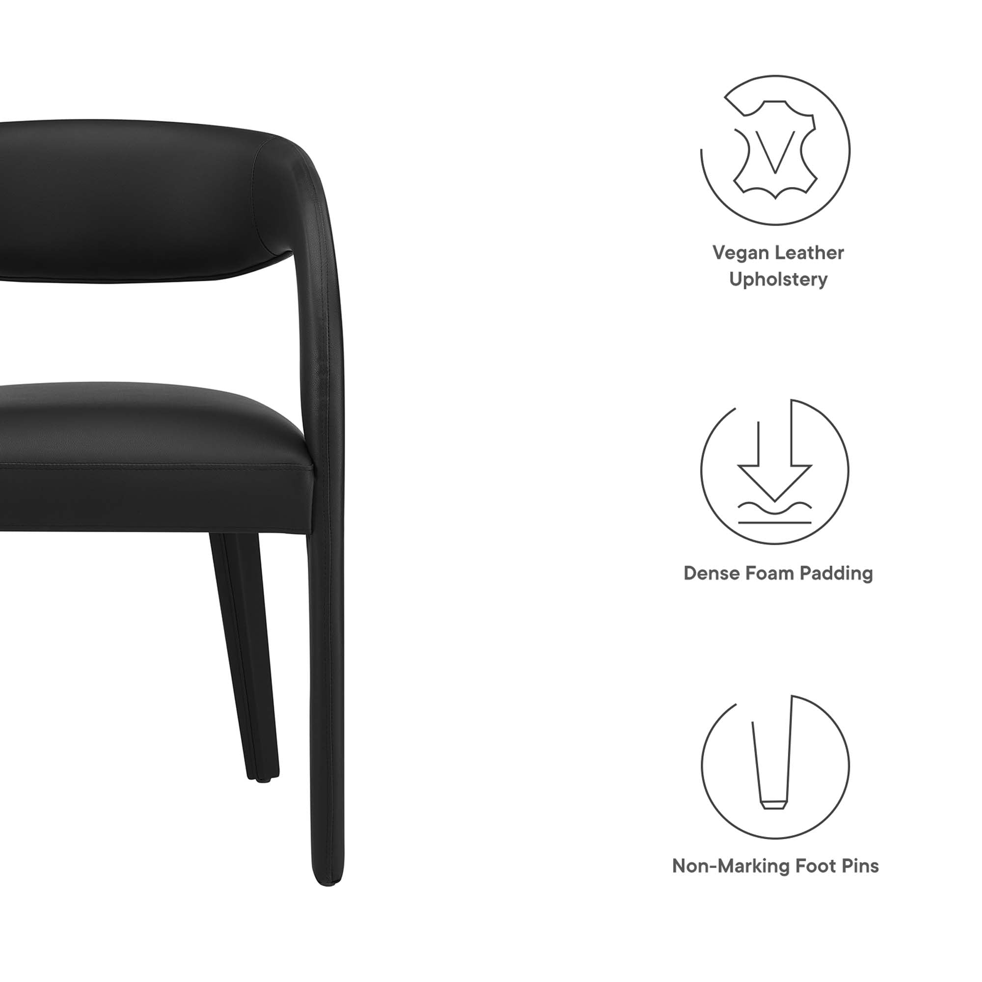 Modway Pinnacle Vegan Leather Dining Chair Set of 2