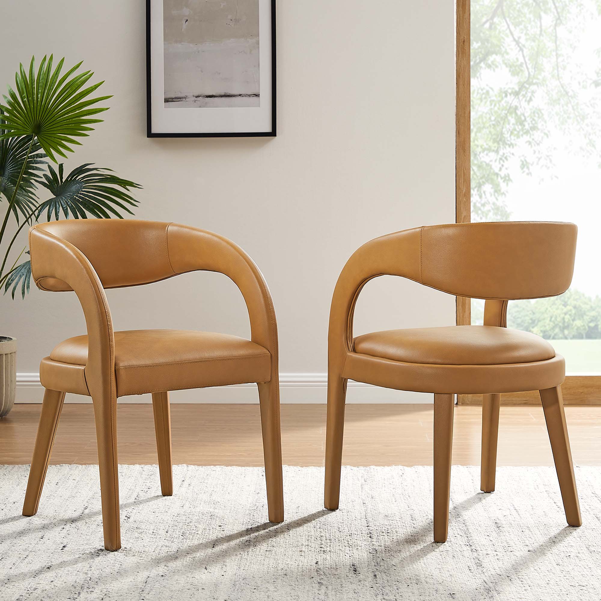Modway Pinnacle Vegan Leather Dining Chair Set of 2