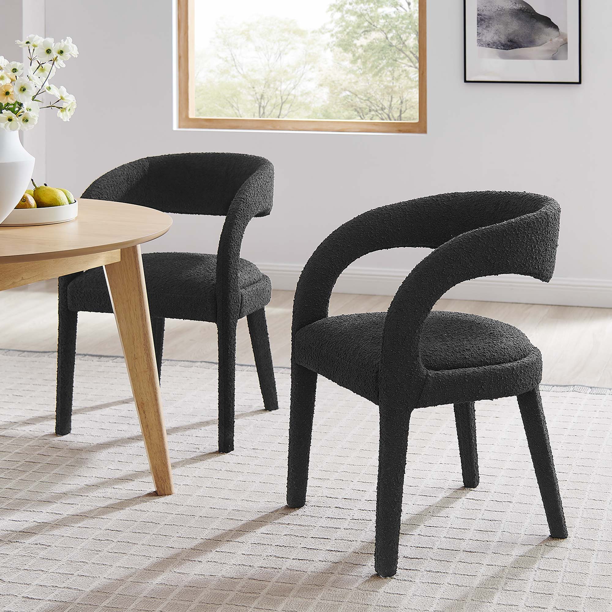 Modway Pinnacle Boucle Upholstered Dining Chair Set of 2