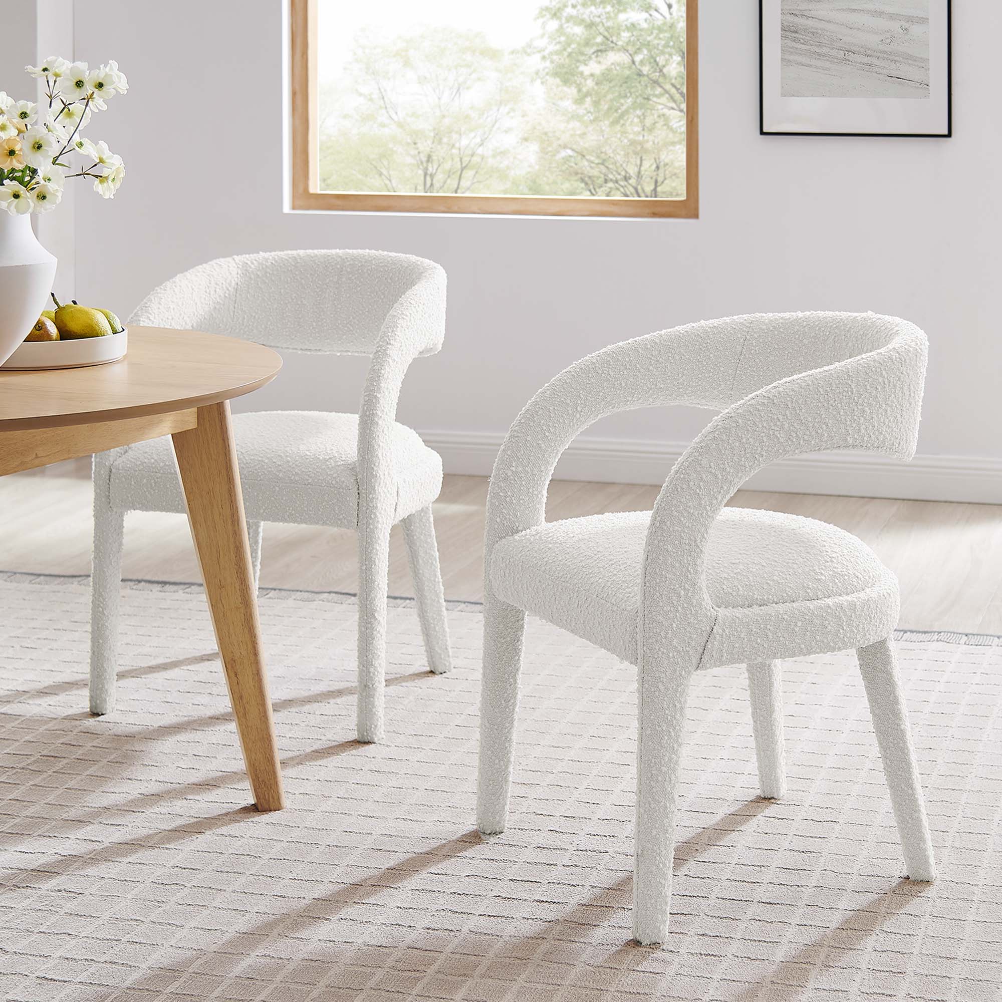 Modway Pinnacle Boucle Upholstered Dining Chair Set of 2