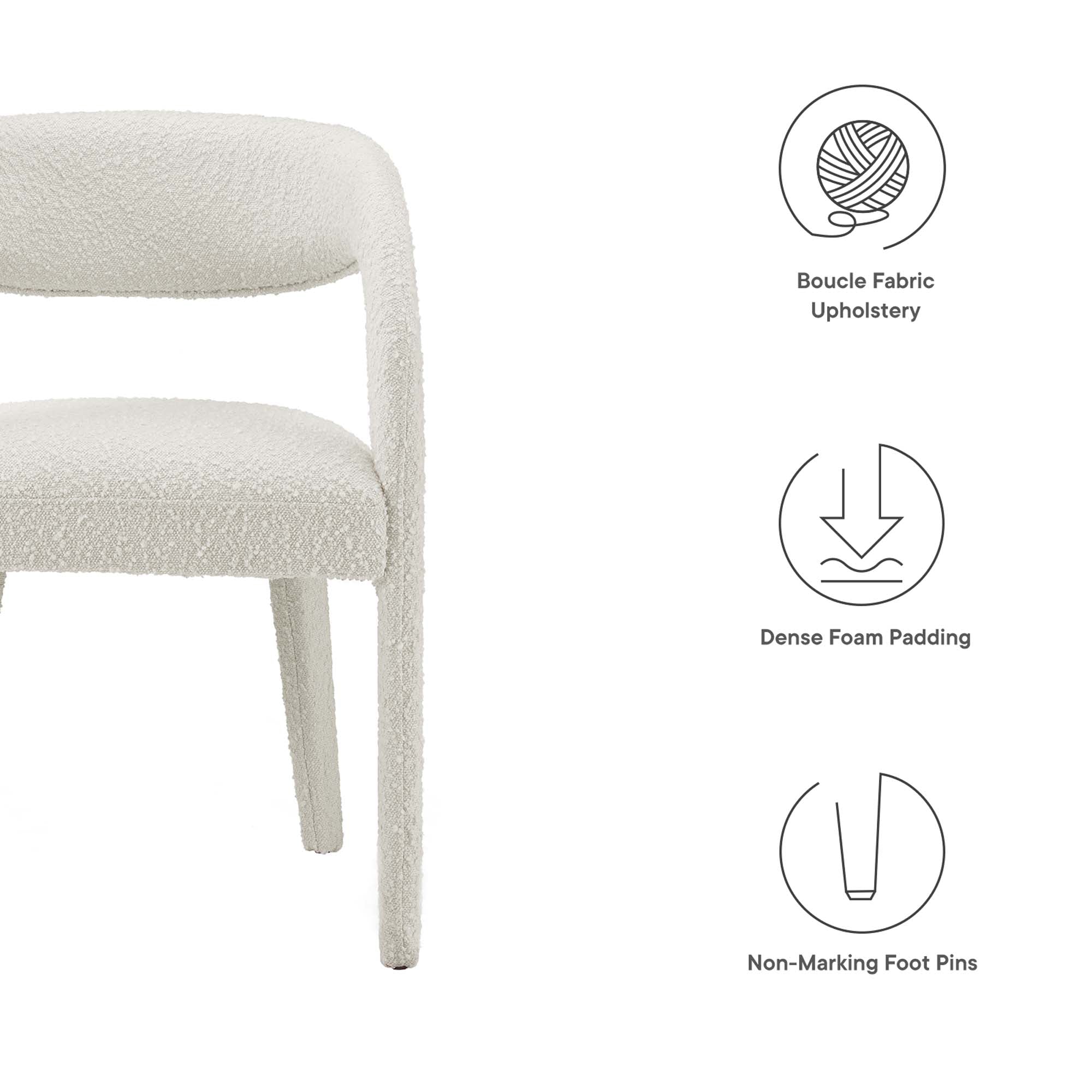 Modway Pinnacle Boucle Upholstered Dining Chair Set of 2