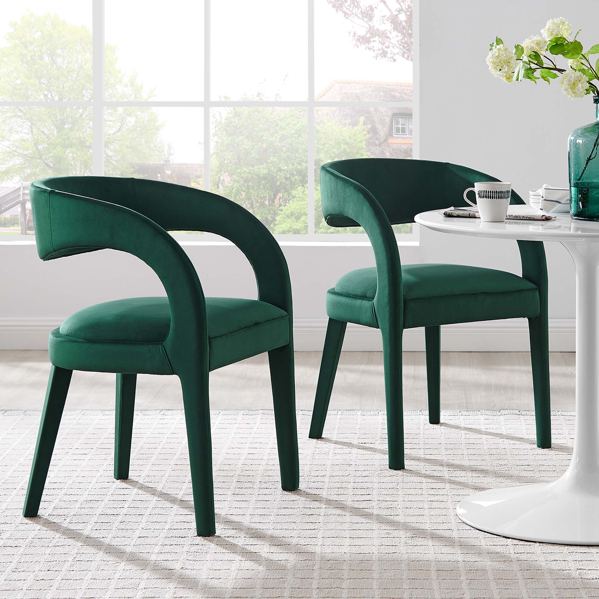 Modway Pinnacle Performance Velvet Dining Chair Set of 2