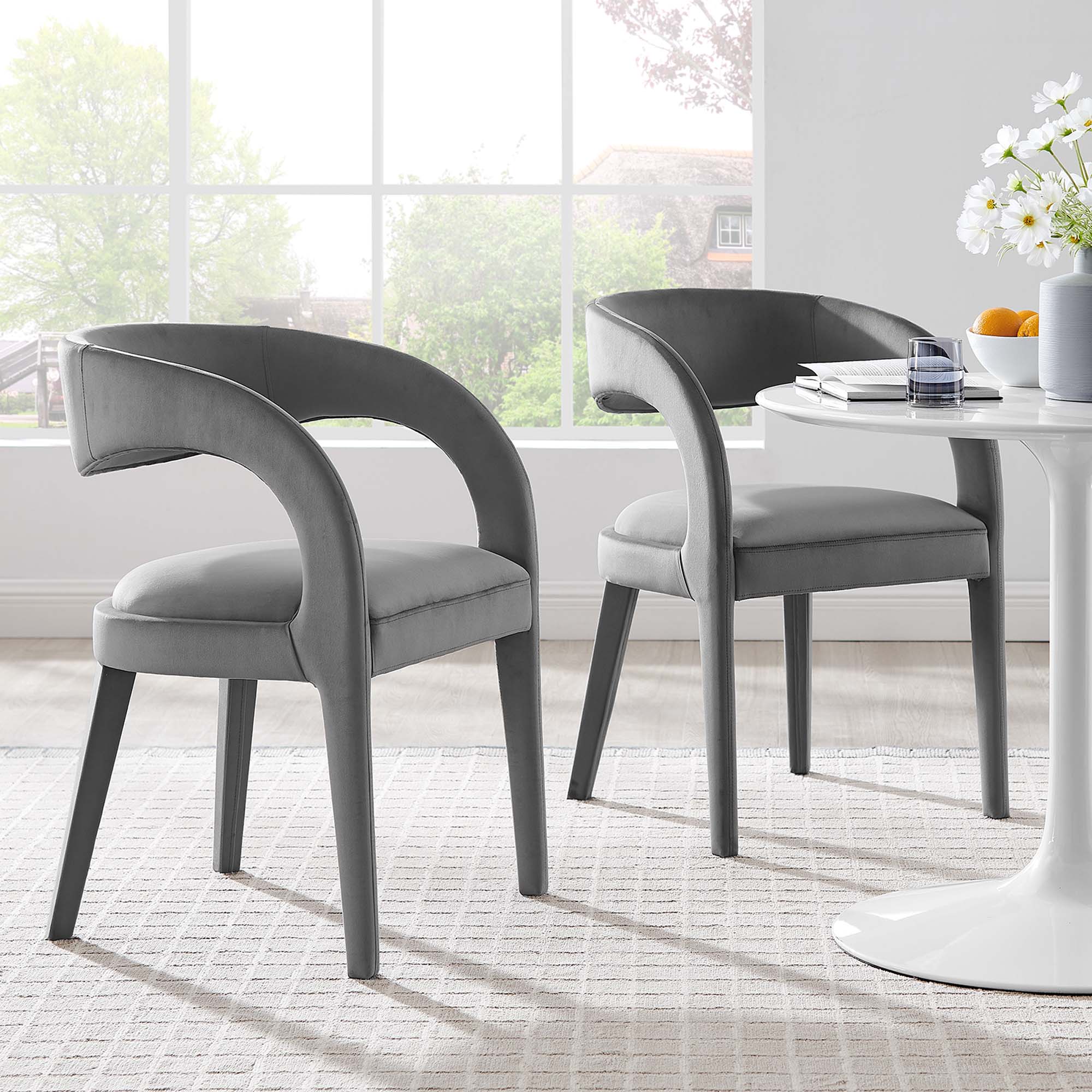 Modway Pinnacle Performance Velvet Dining Chair Set of 2