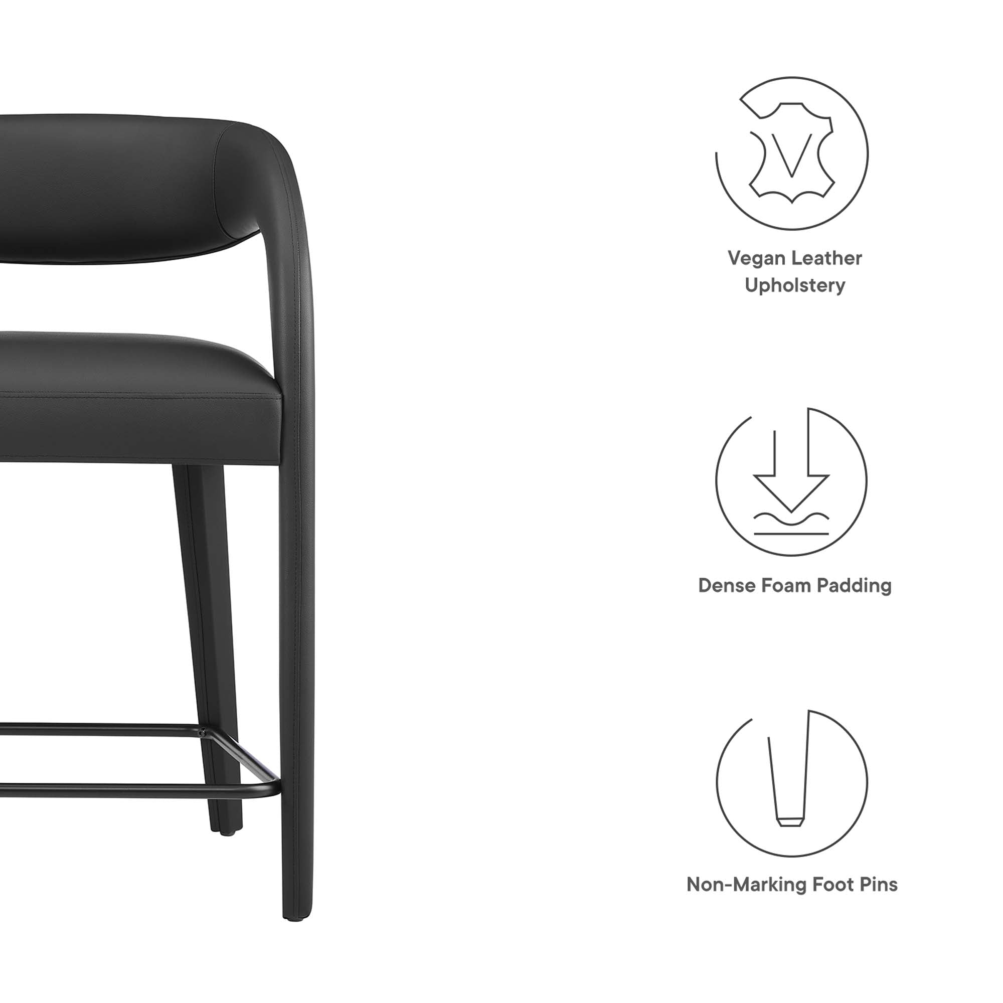 Modway Pinnacle Vegan Leather Counter Stool Set of 2