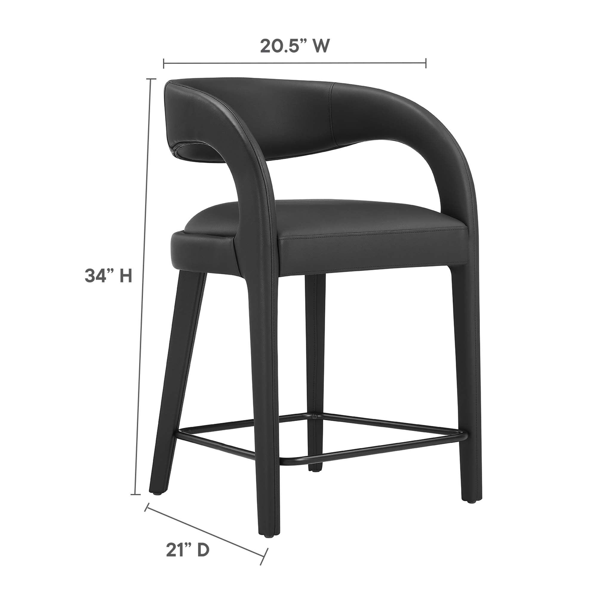 Modway Pinnacle Vegan Leather Counter Stool Set of 2