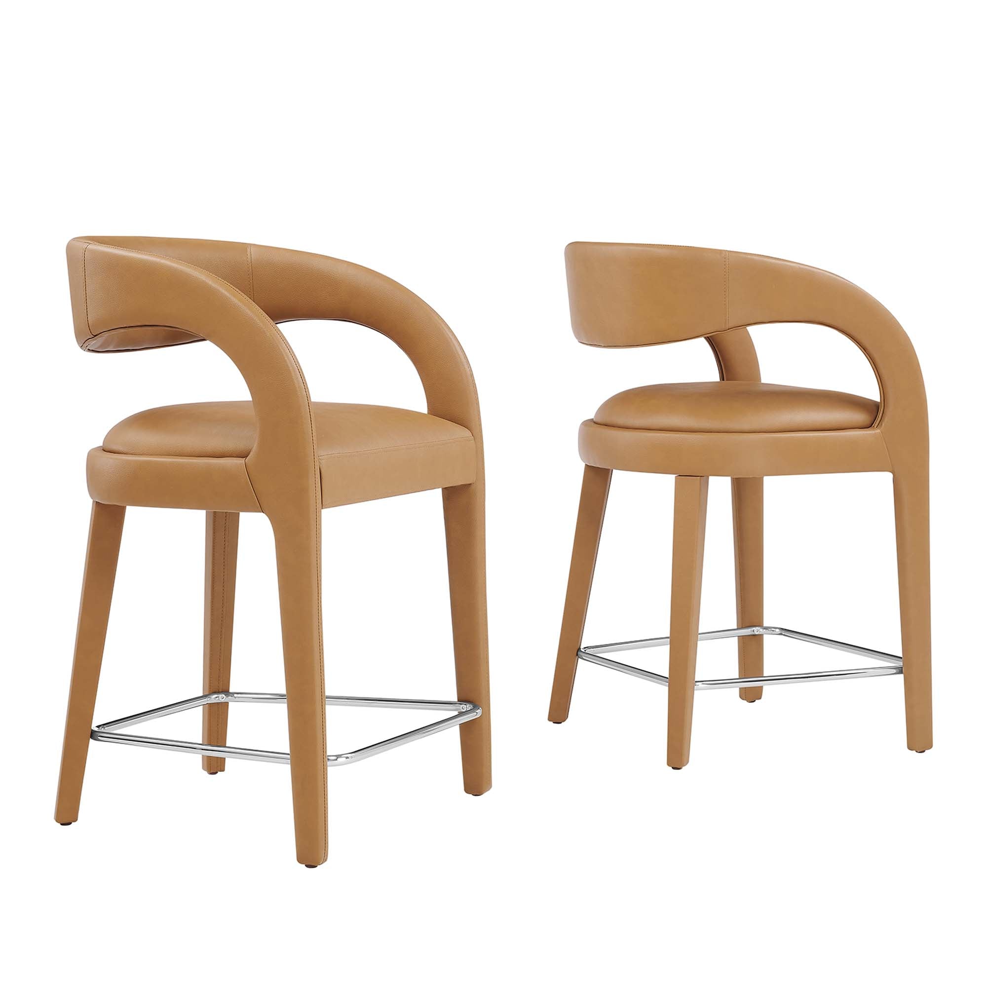 Modway Pinnacle Vegan Leather Counter Stool Set of 2