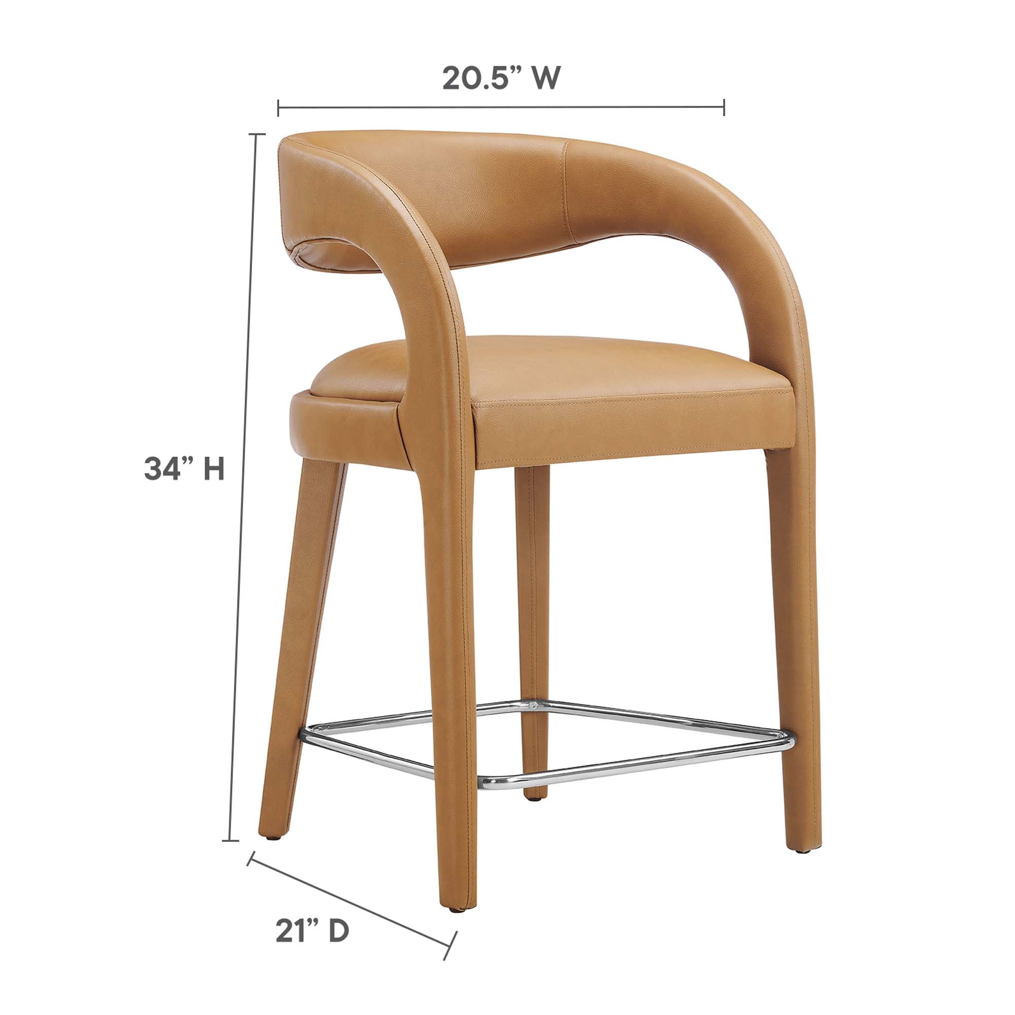 Modway Pinnacle Vegan Leather Counter Stool Set of 2