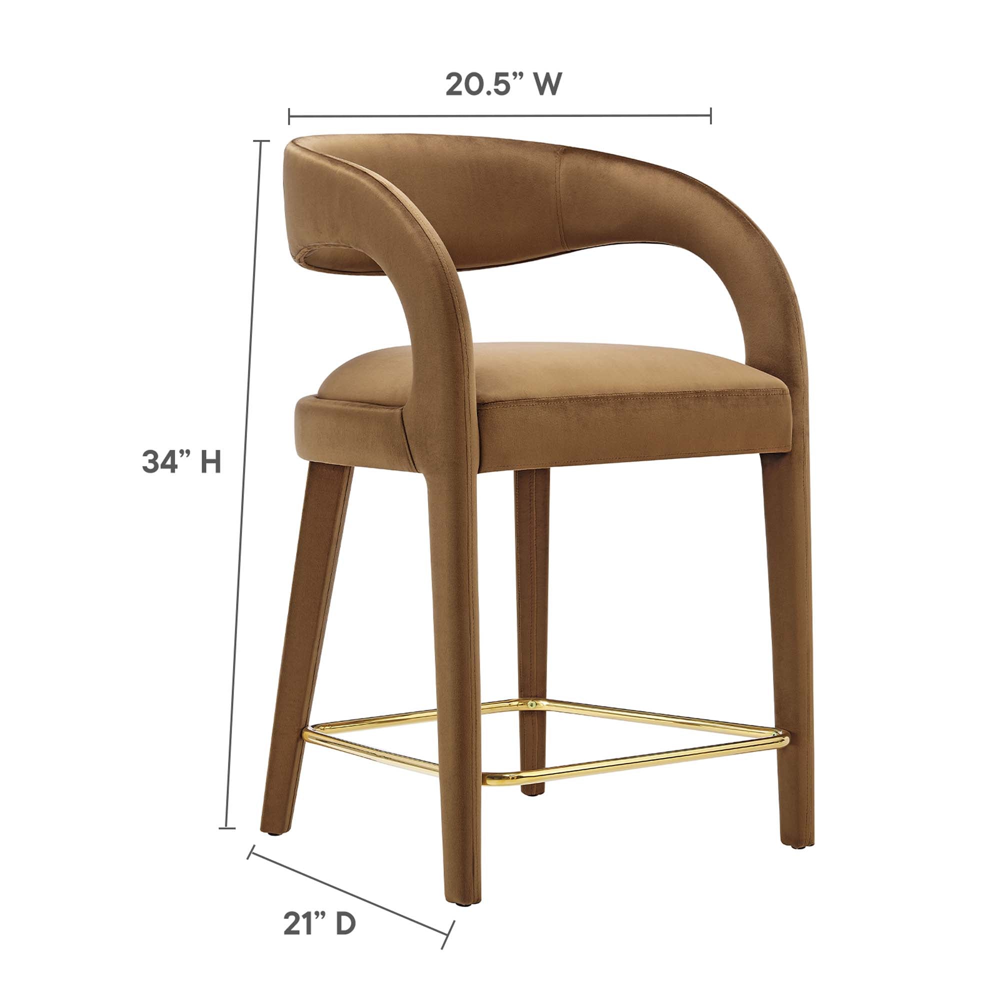 Modway Pinnacle Performance Velvet Counter Stool Set of 2