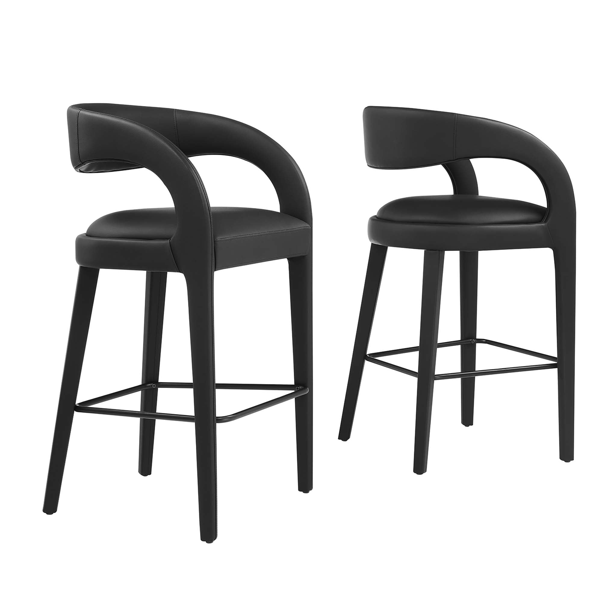Modway Pinnacle Vegan Leather Bar Stool Set of 2