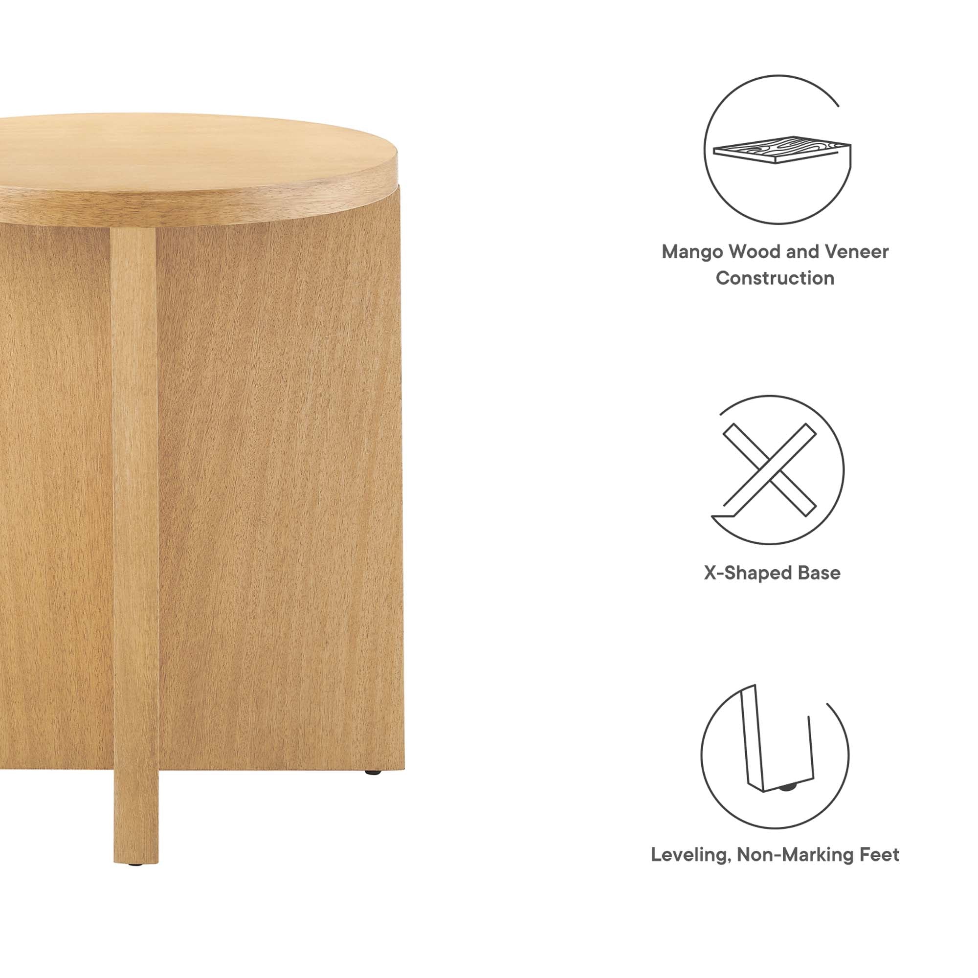 Modway Silas Round Wood Side Table