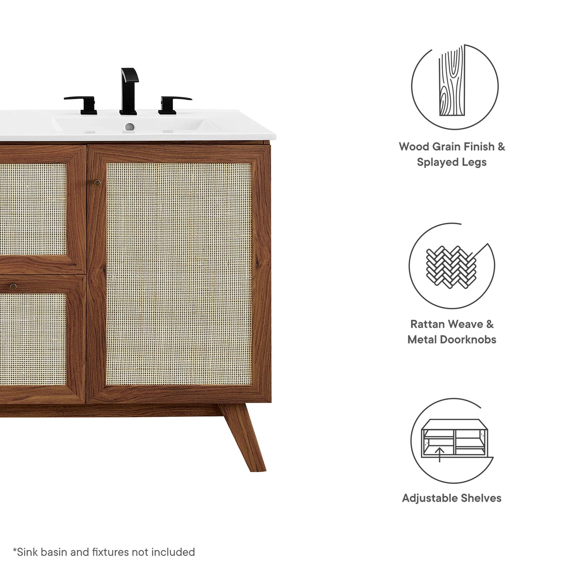 Modway Soma 48” Single or Double Sink Compatible Bathroom Vanity Cabinet (Sink Basin Not Included)